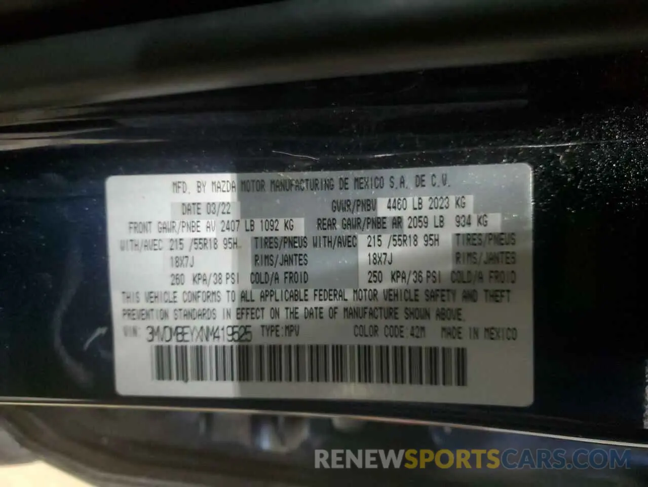 13 Photograph of a damaged car 3MVDMBEYXNM419525 MAZDA CX30 2022