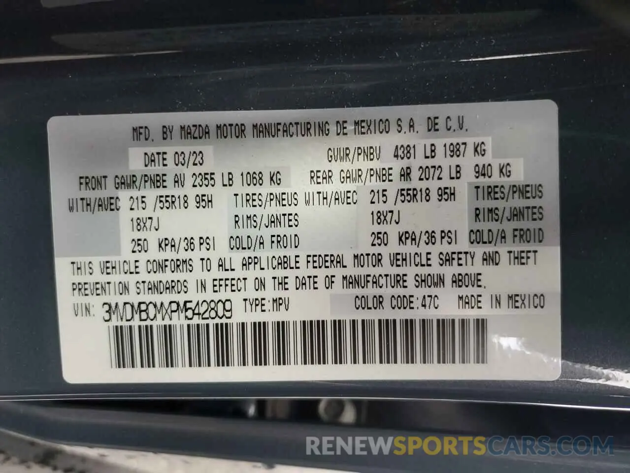 15 Photograph of a damaged car 3MVDMBCMXPM542809 MAZDA CX30 2023