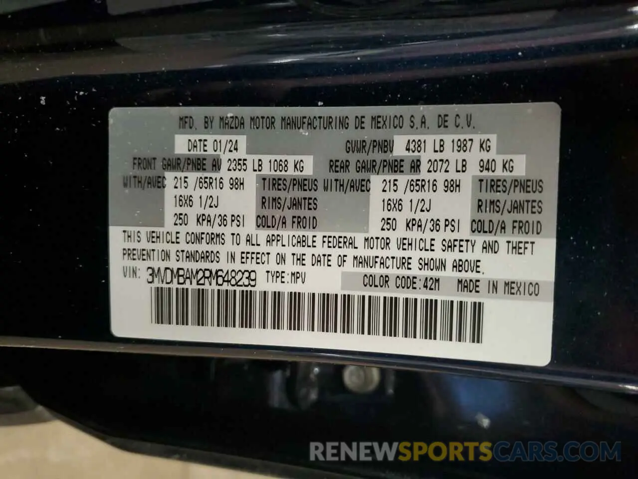 14 Photograph of a damaged car 3MVDMBAM2RM648239 MAZDA CX30 2024