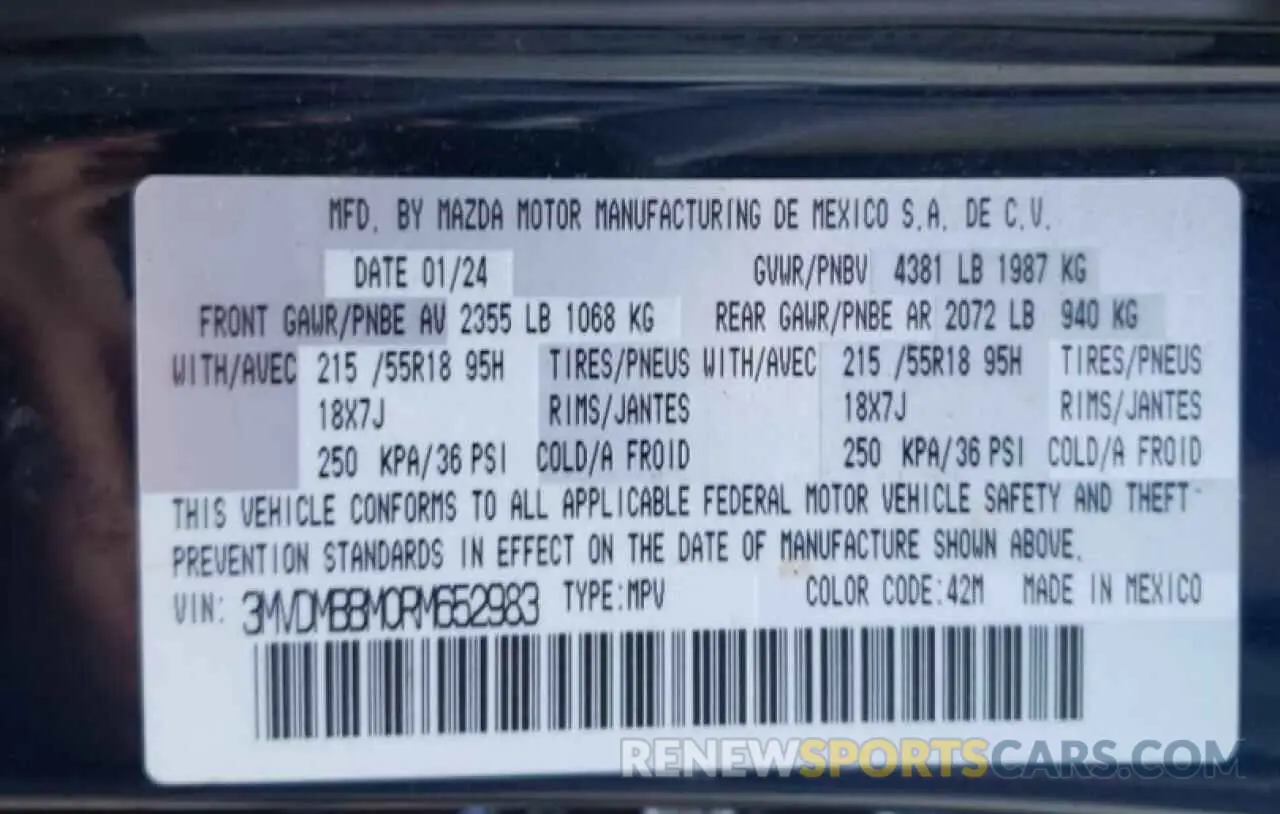 13 Photograph of a damaged car 3MVDMBBM0RM652983 MAZDA CX30 2024