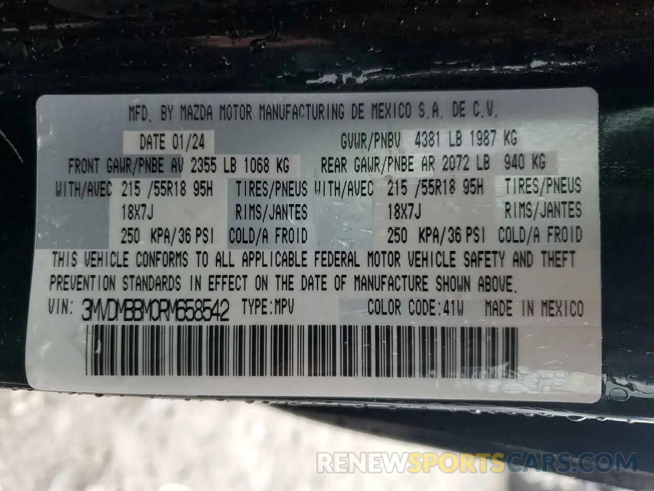12 Photograph of a damaged car 3MVDMBBM0RM658542 MAZDA CX30 2024