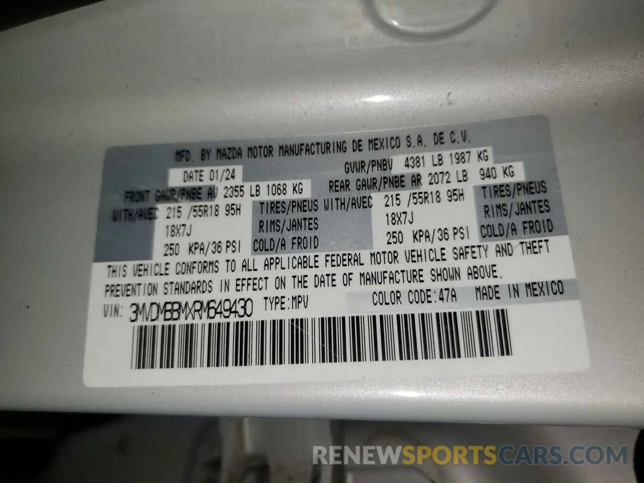 13 Photograph of a damaged car 3MVDMBBMXRM649430 MAZDA CX30 2024