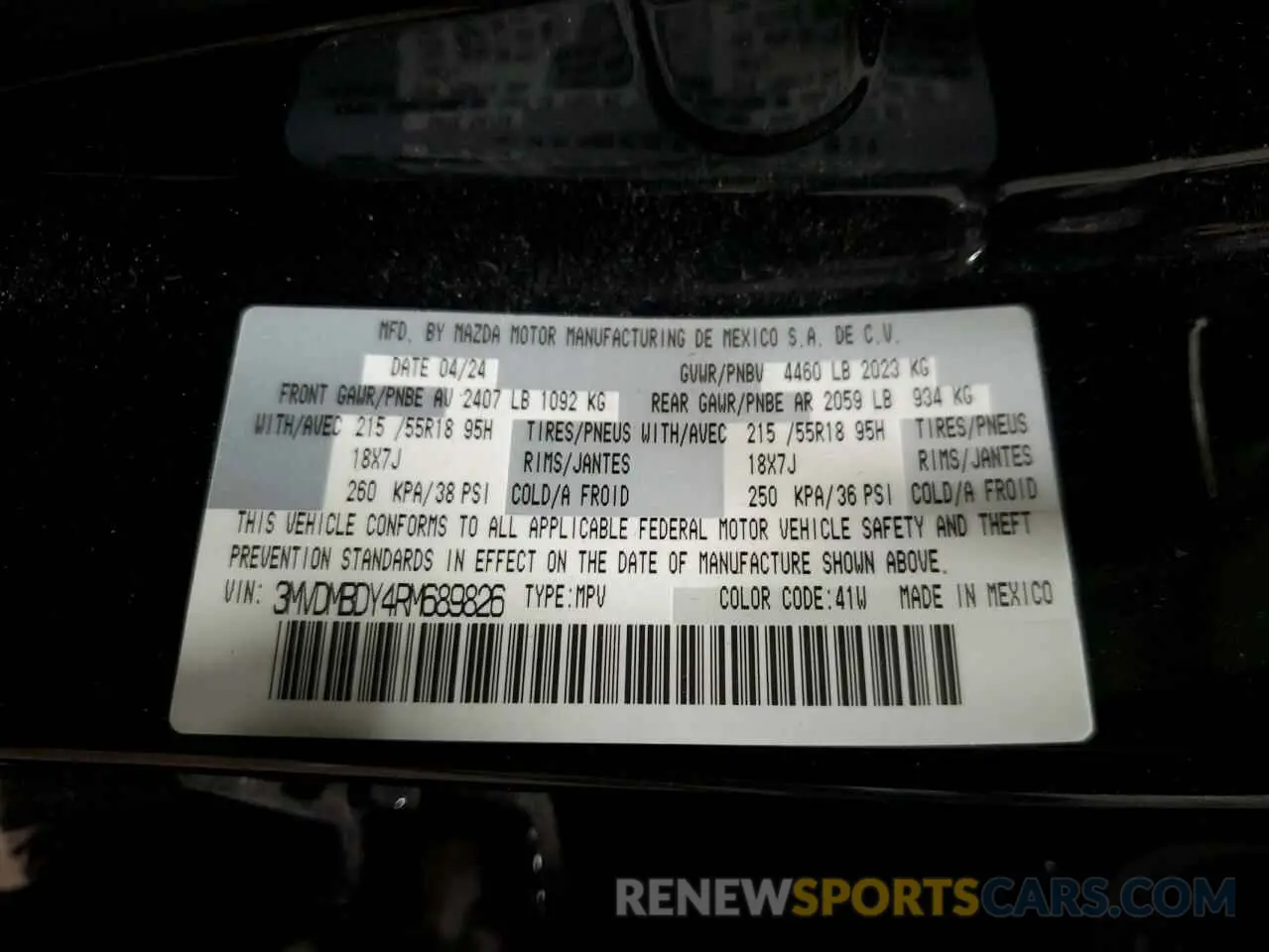 14 Photograph of a damaged car 3MVDMBDY4RM689826 MAZDA CX30 2024