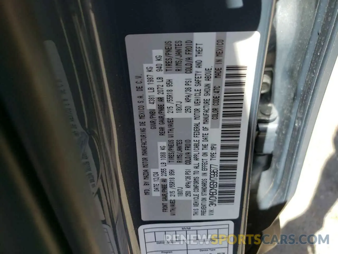 12 Photograph of a damaged car 3MVDMBCM9SM799677 MAZDA CX30 2025