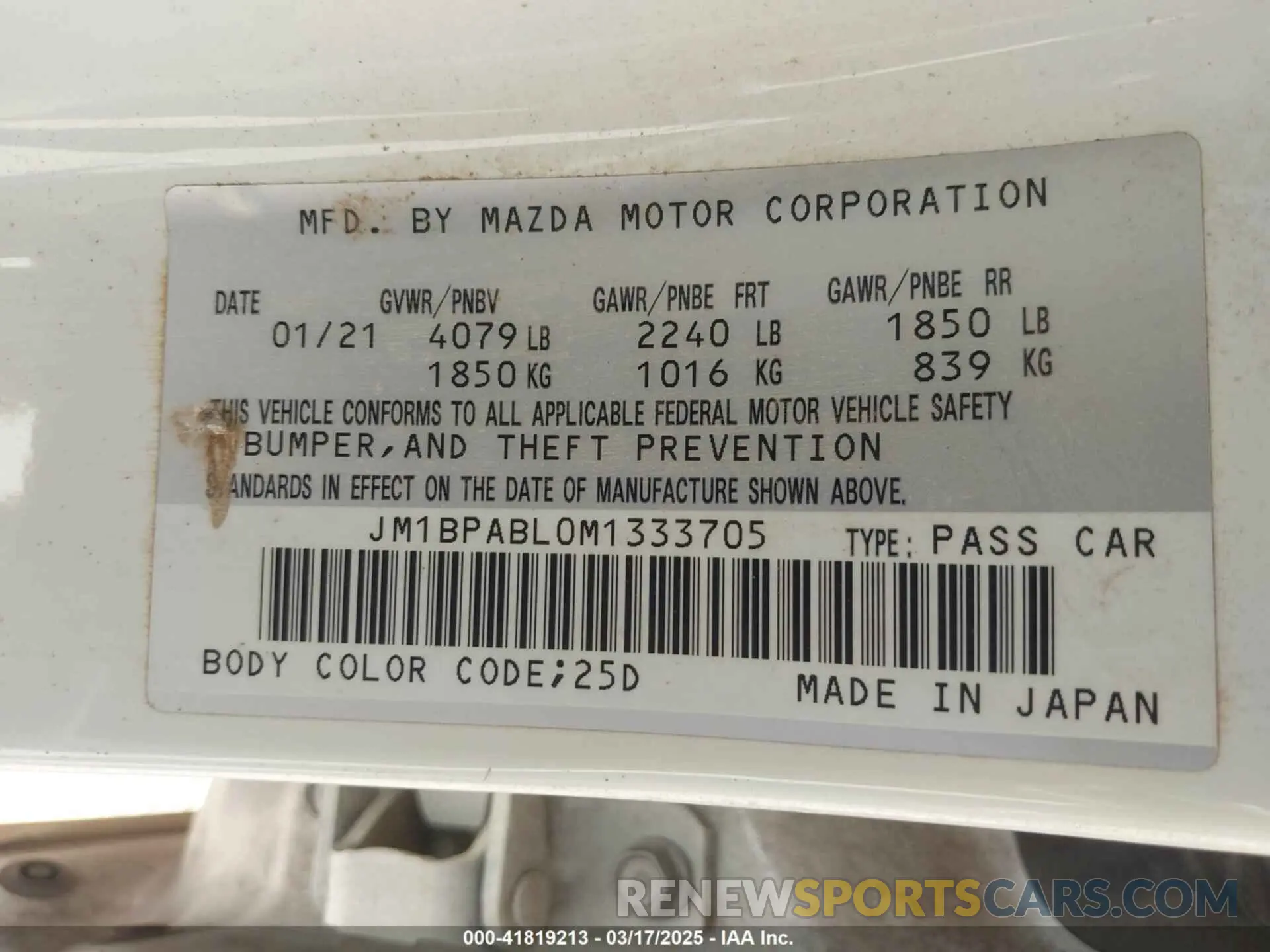 9 Photograph of a damaged car JM1BPABL0M1333705 MAZDA MAZDA3 2021