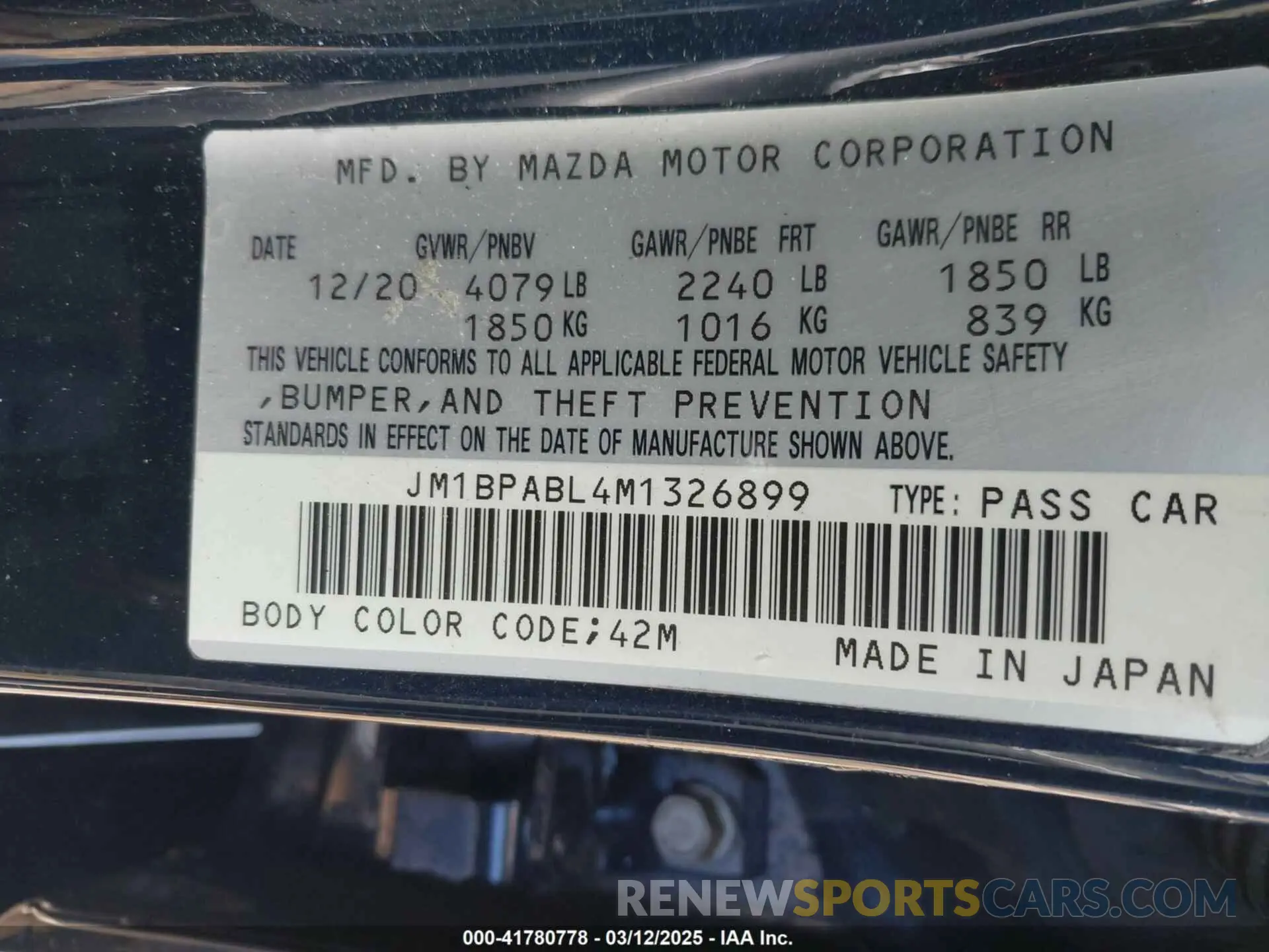 9 Photograph of a damaged car JM1BPABL4M1326899 MAZDA MAZDA3 2021