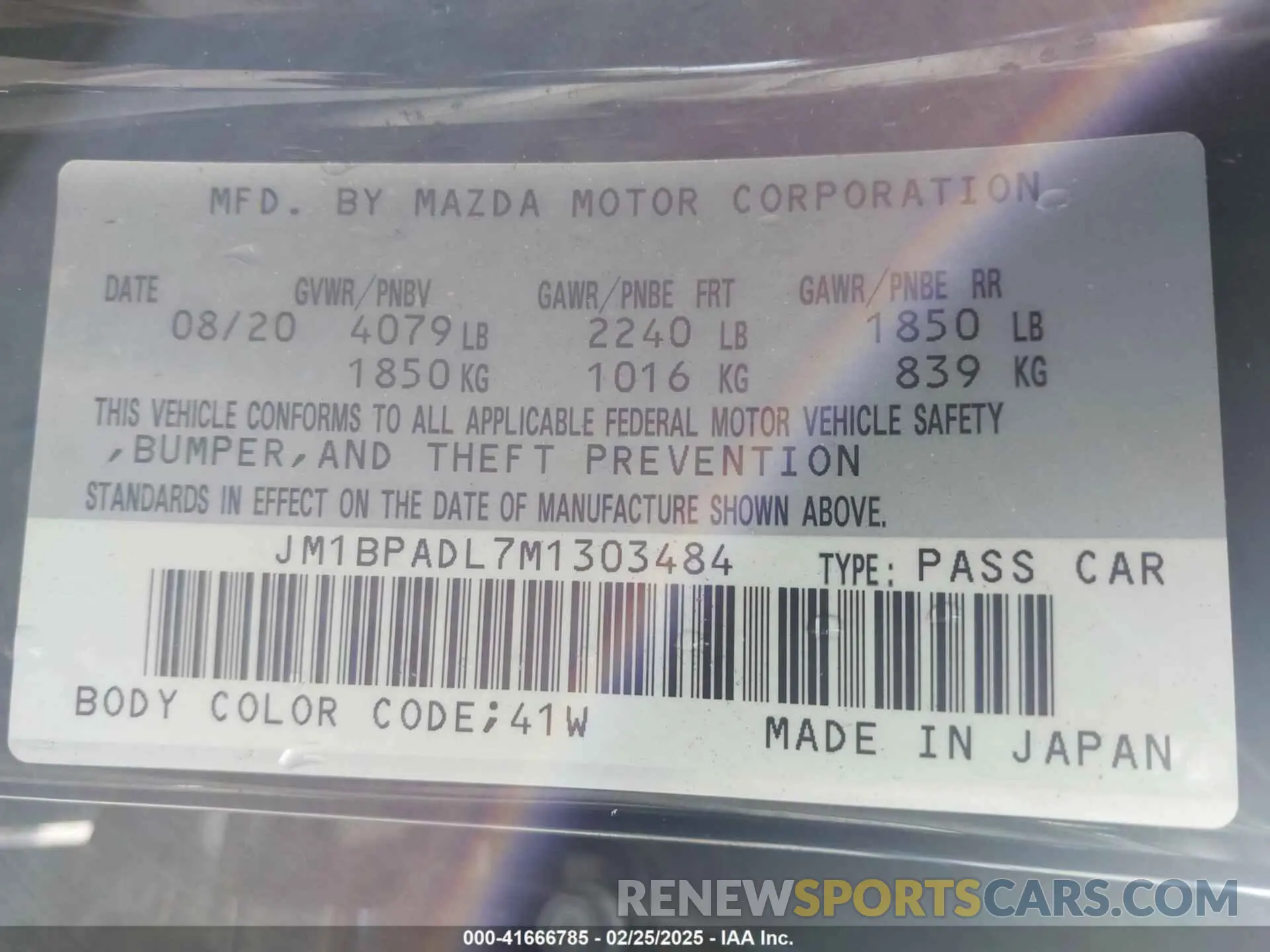 9 Photograph of a damaged car JM1BPADL7M1303484 MAZDA MAZDA3 2021