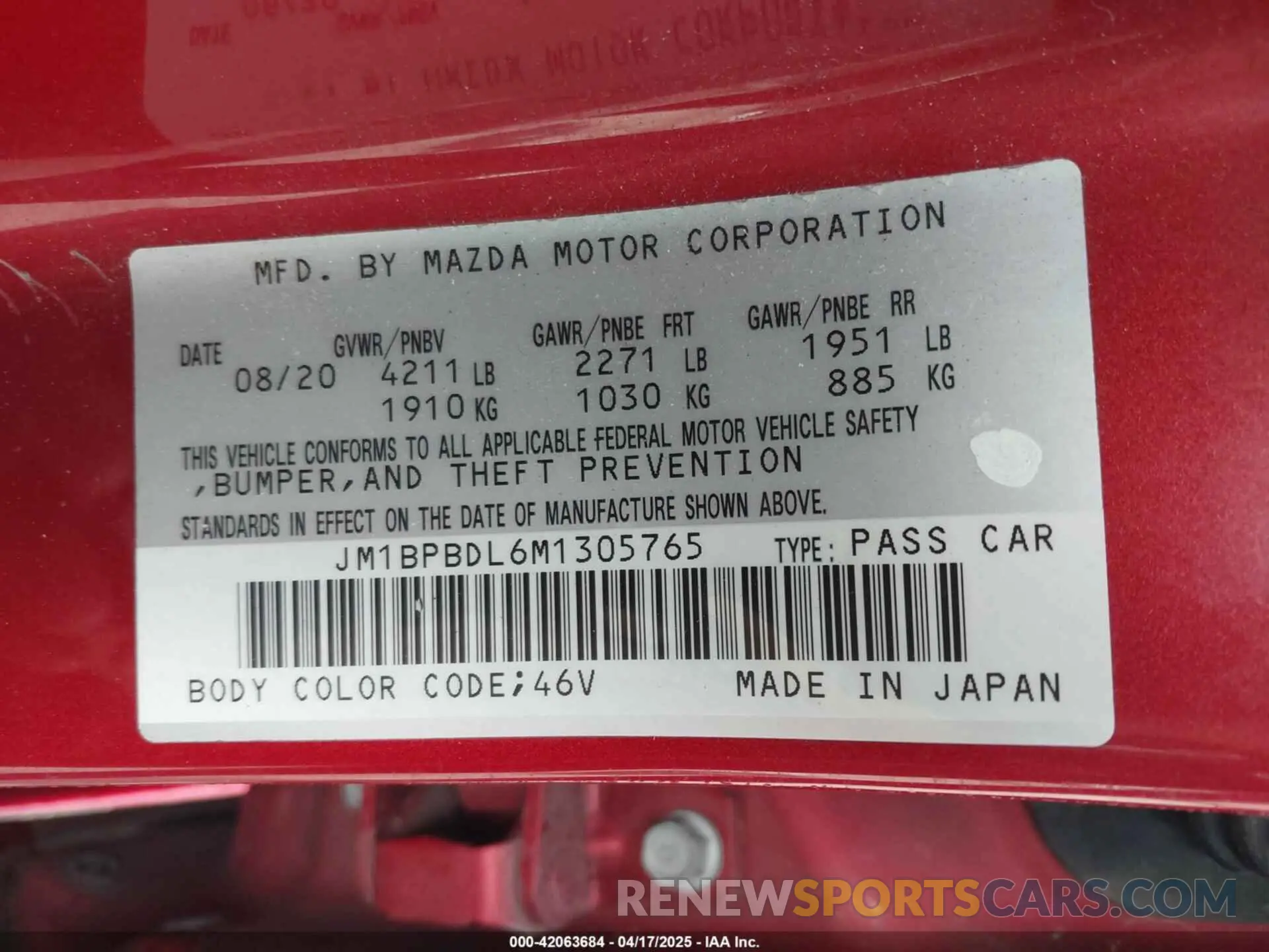 9 Photograph of a damaged car JM1BPBDL6M1305765 MAZDA MAZDA3 2021