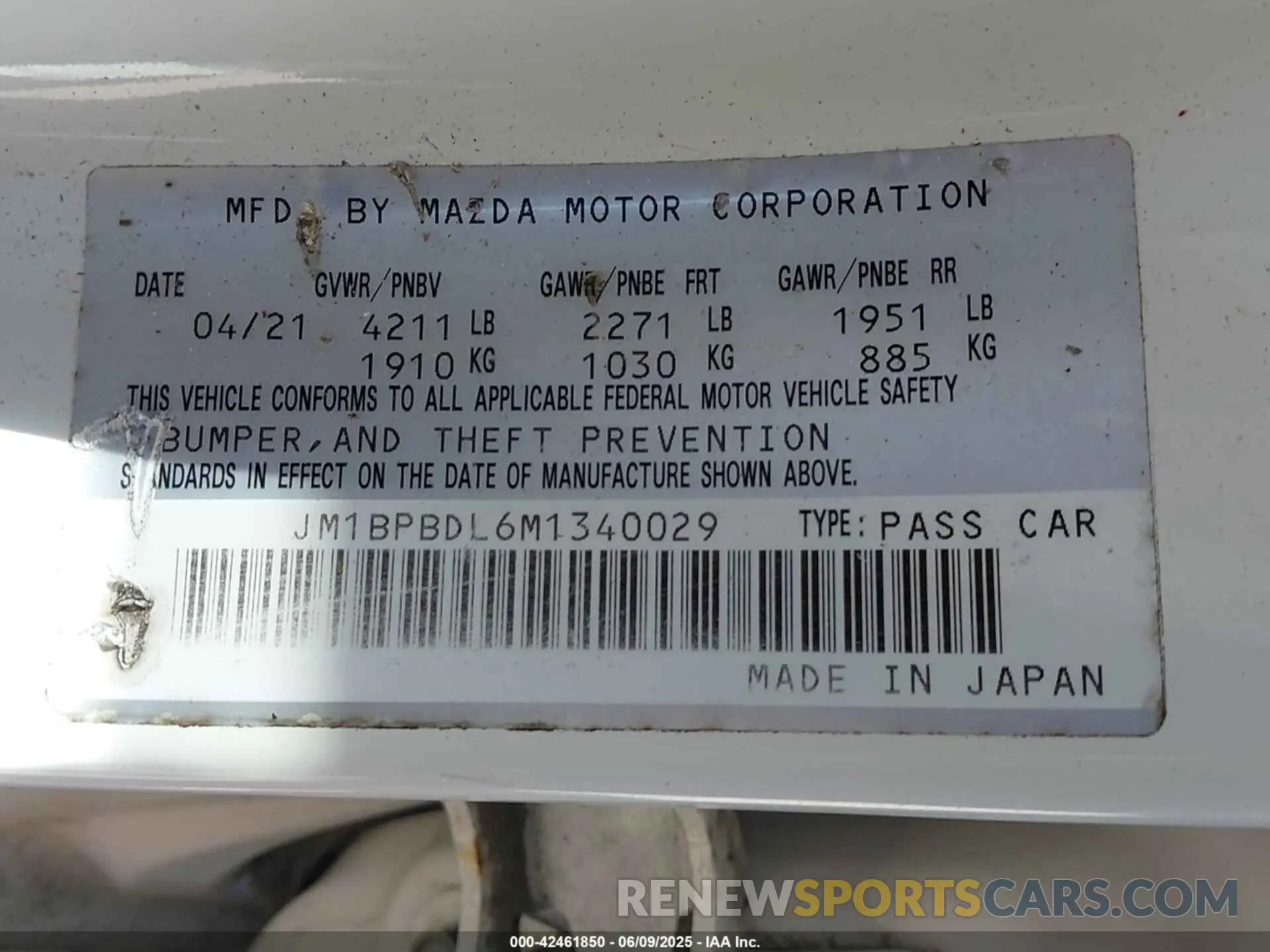 9 Photograph of a damaged car JM1BPBDL6M1340029 MAZDA MAZDA3 2021