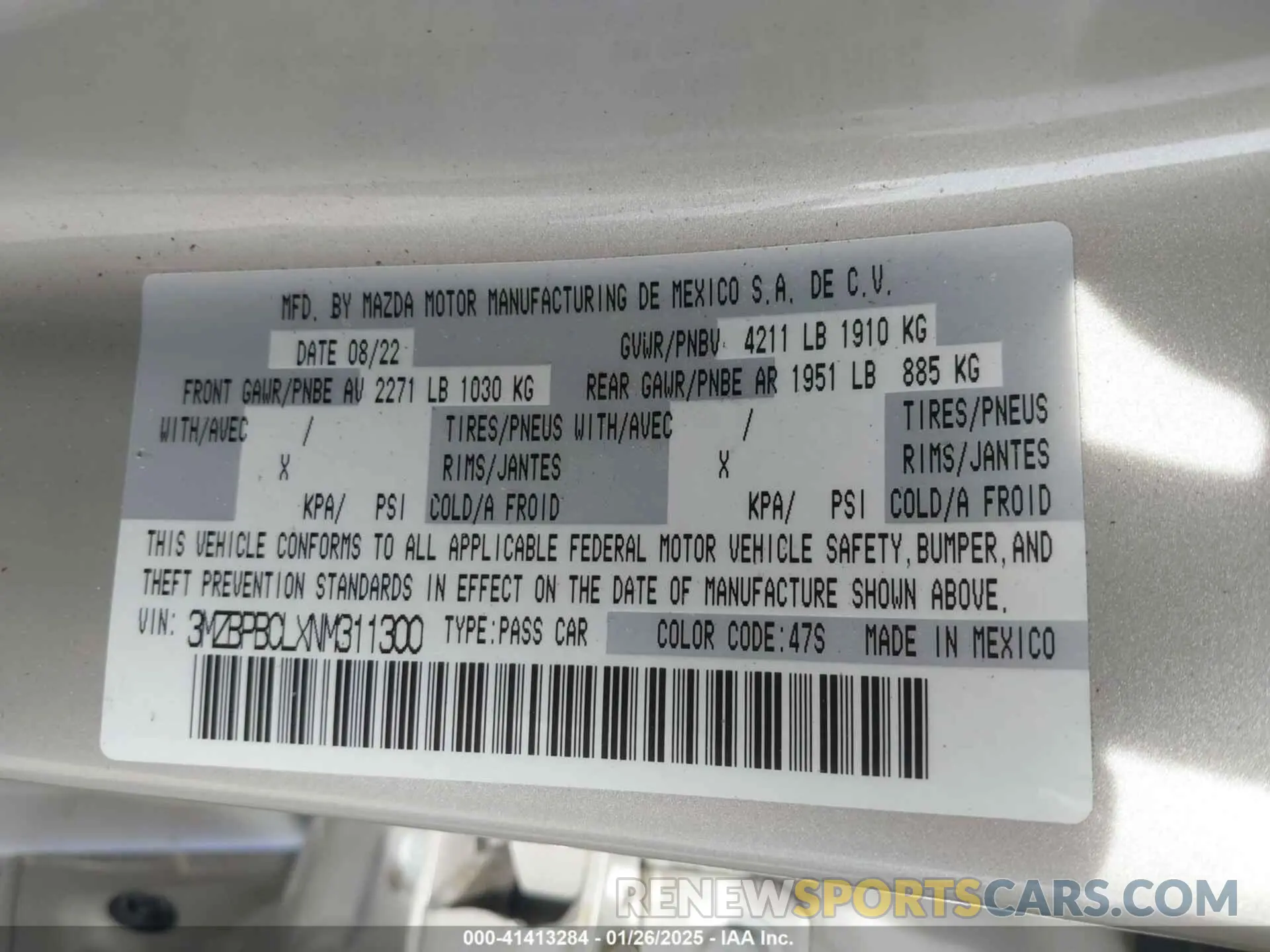 9 Photograph of a damaged car 3MZBPBCLXNM311300 MAZDA MAZDA3 2022
