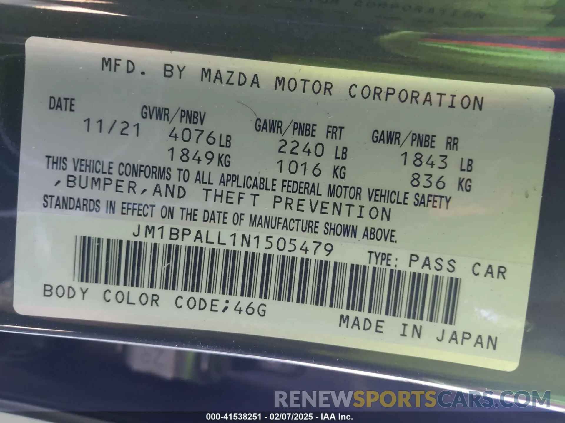 9 Photograph of a damaged car JM1BPALL1N1505479 MAZDA MAZDA3 2022