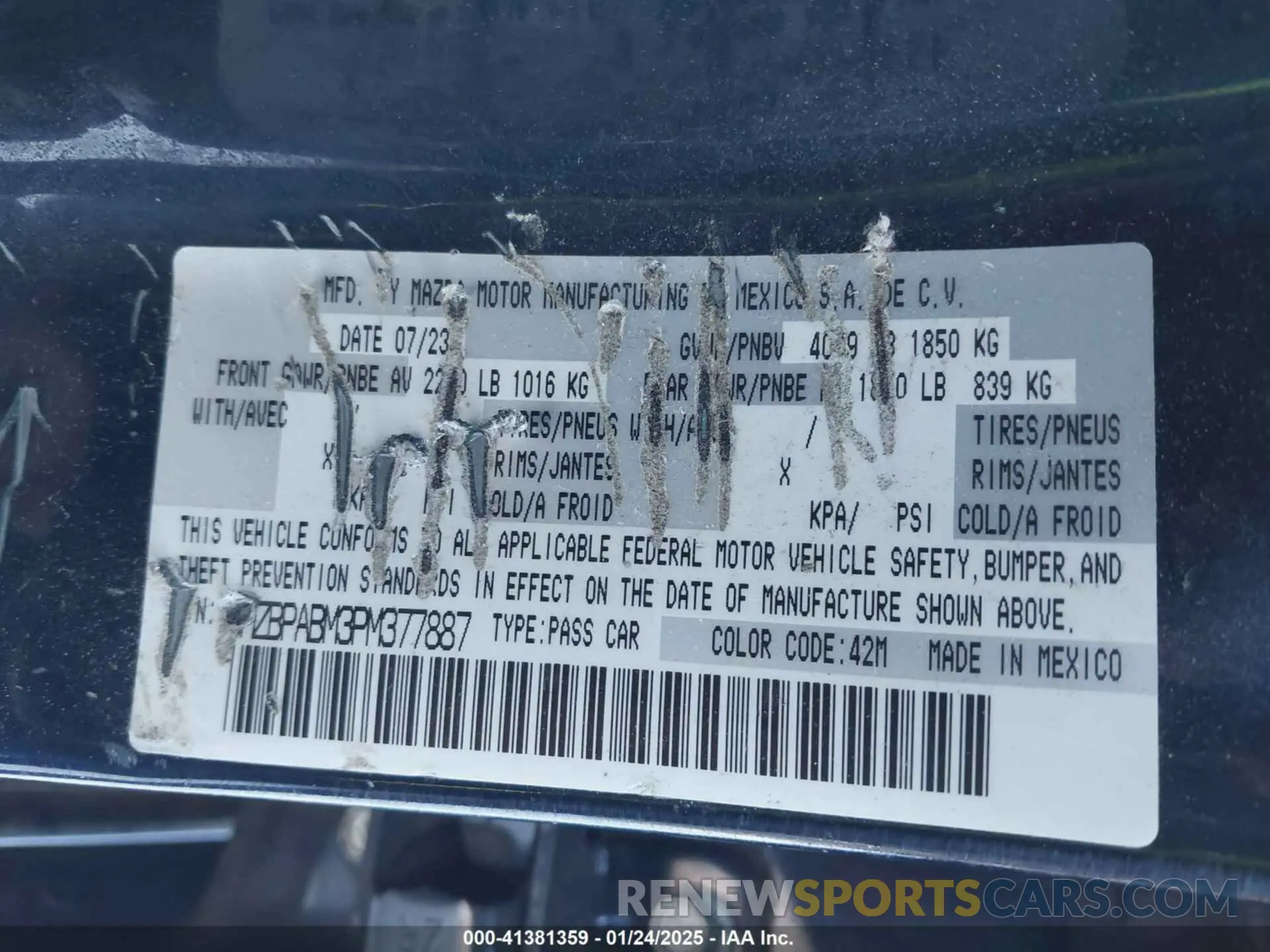 9 Photograph of a damaged car 3MZBPABM3PM377887 MAZDA MAZDA3 2023
