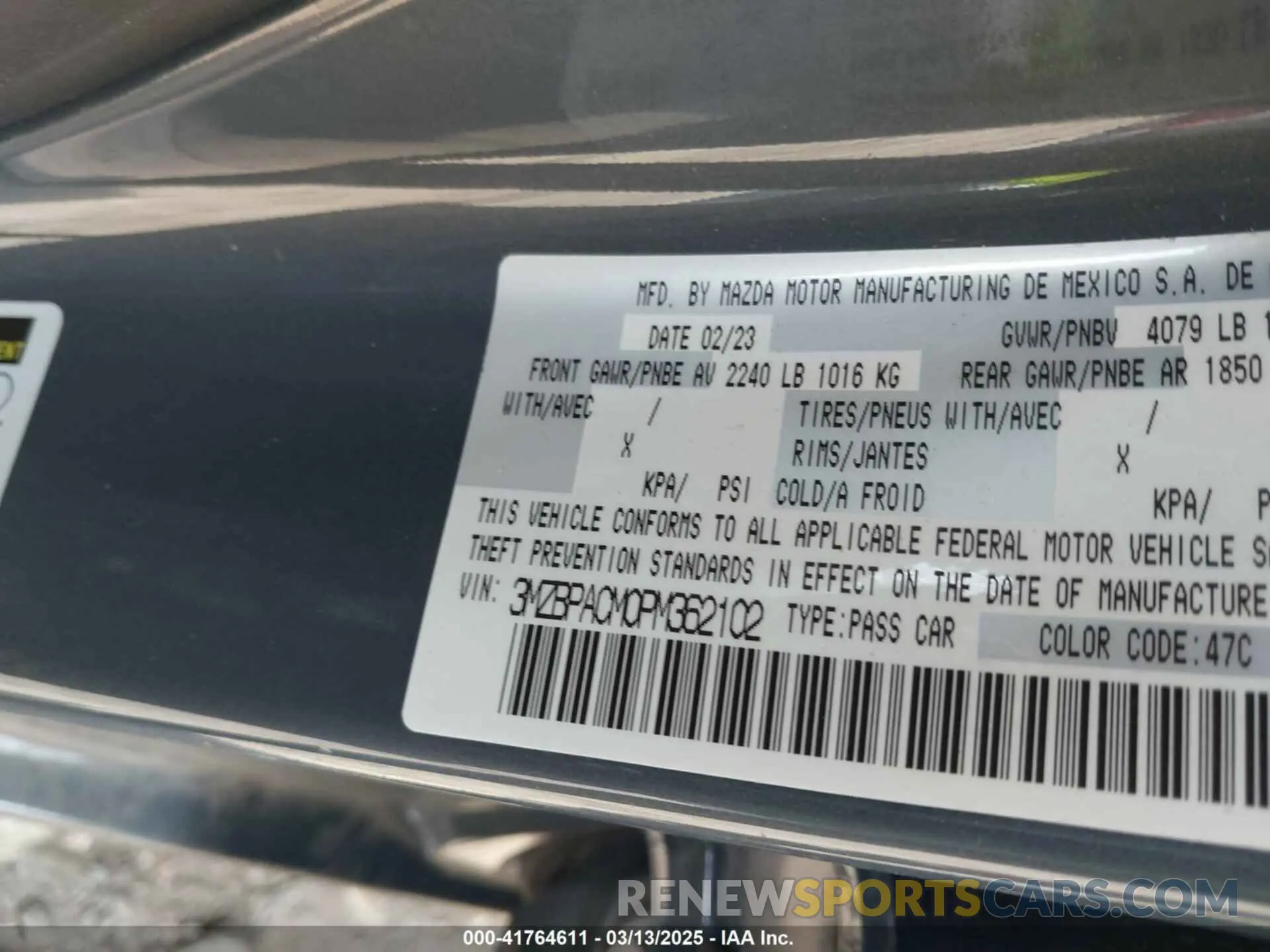 9 Photograph of a damaged car 3MZBPACM0PM362102 MAZDA MAZDA3 2023