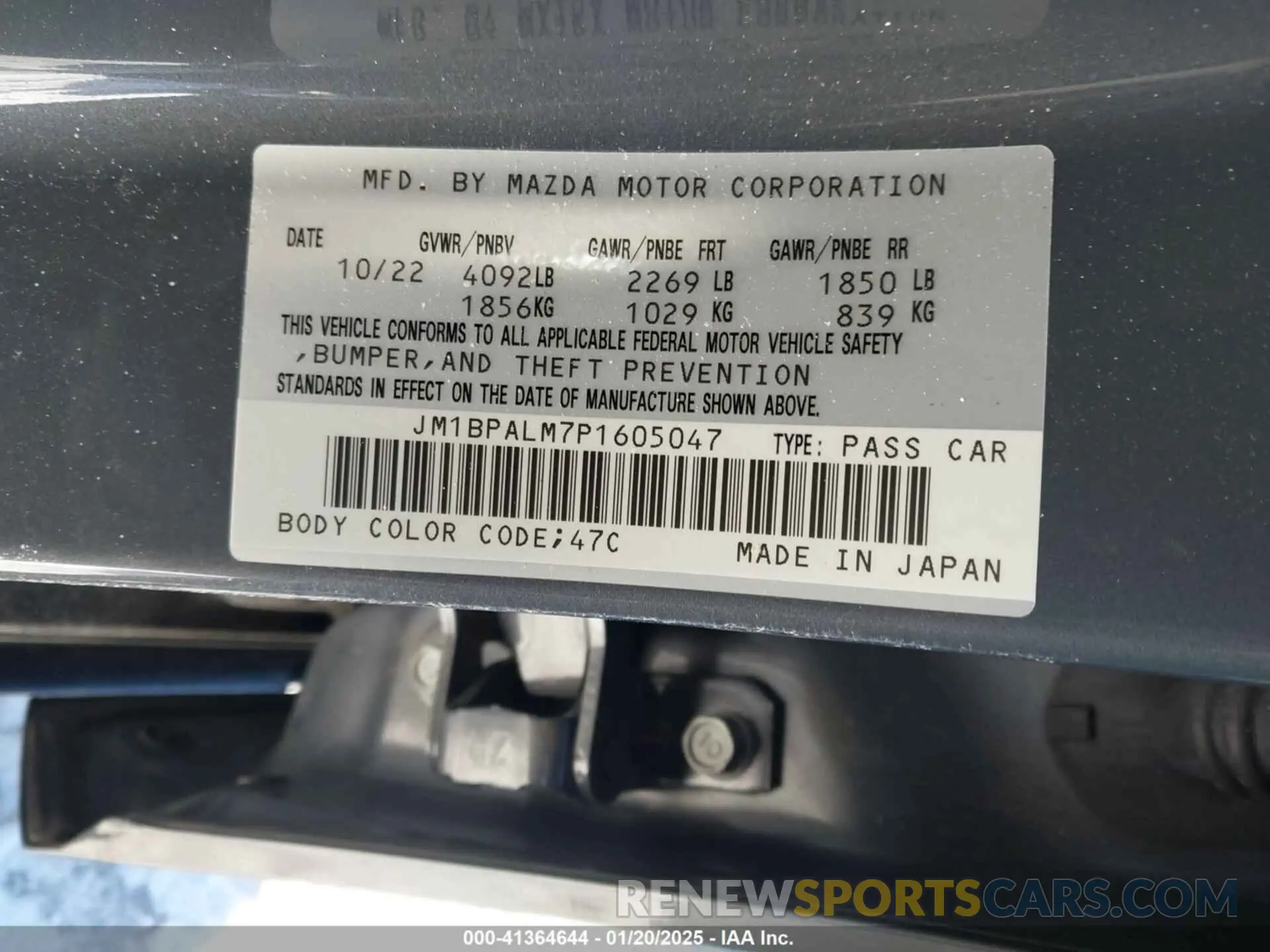 9 Photograph of a damaged car JM1BPALM7P1605047 MAZDA MAZDA3 2023