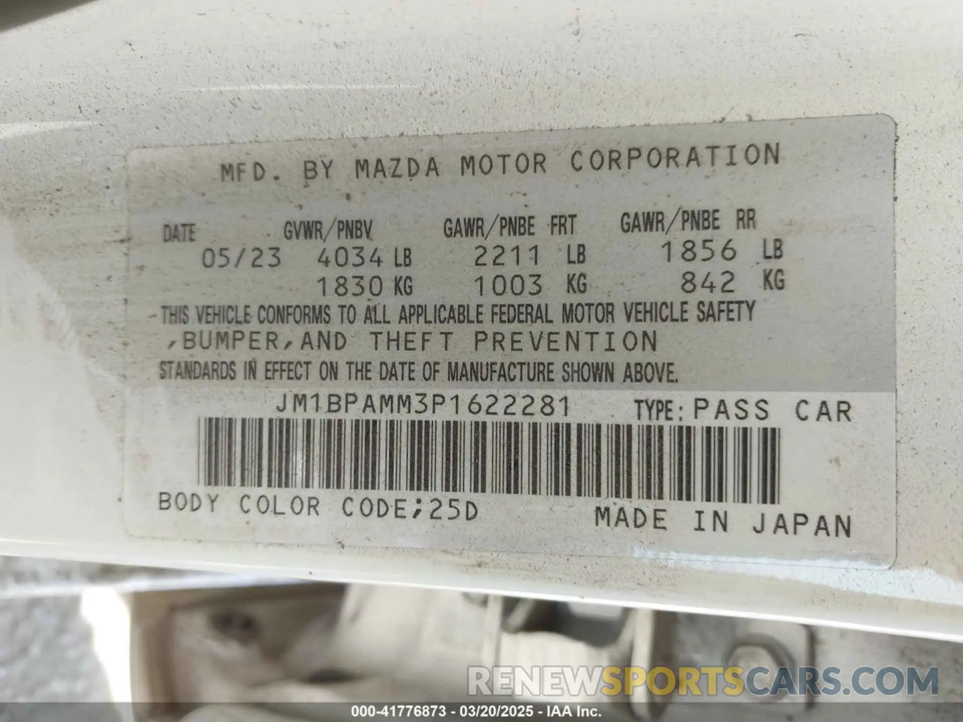 9 Photograph of a damaged car JM1BPAMM3P1622281 MAZDA MAZDA3 2023