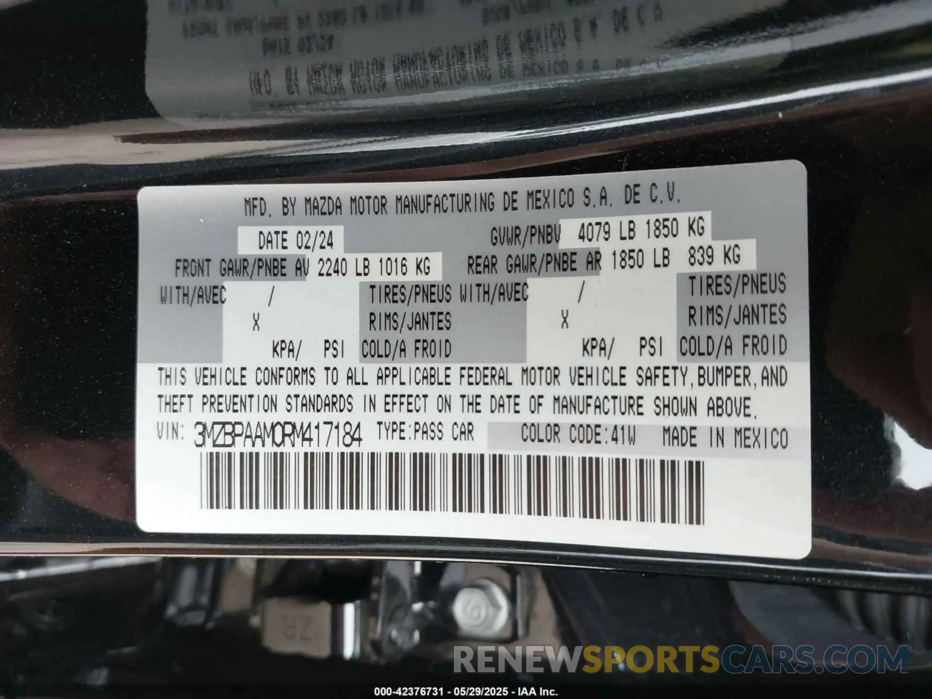 9 Photograph of a damaged car 3MZBPAAM0RM417184 MAZDA MAZDA3 2024
