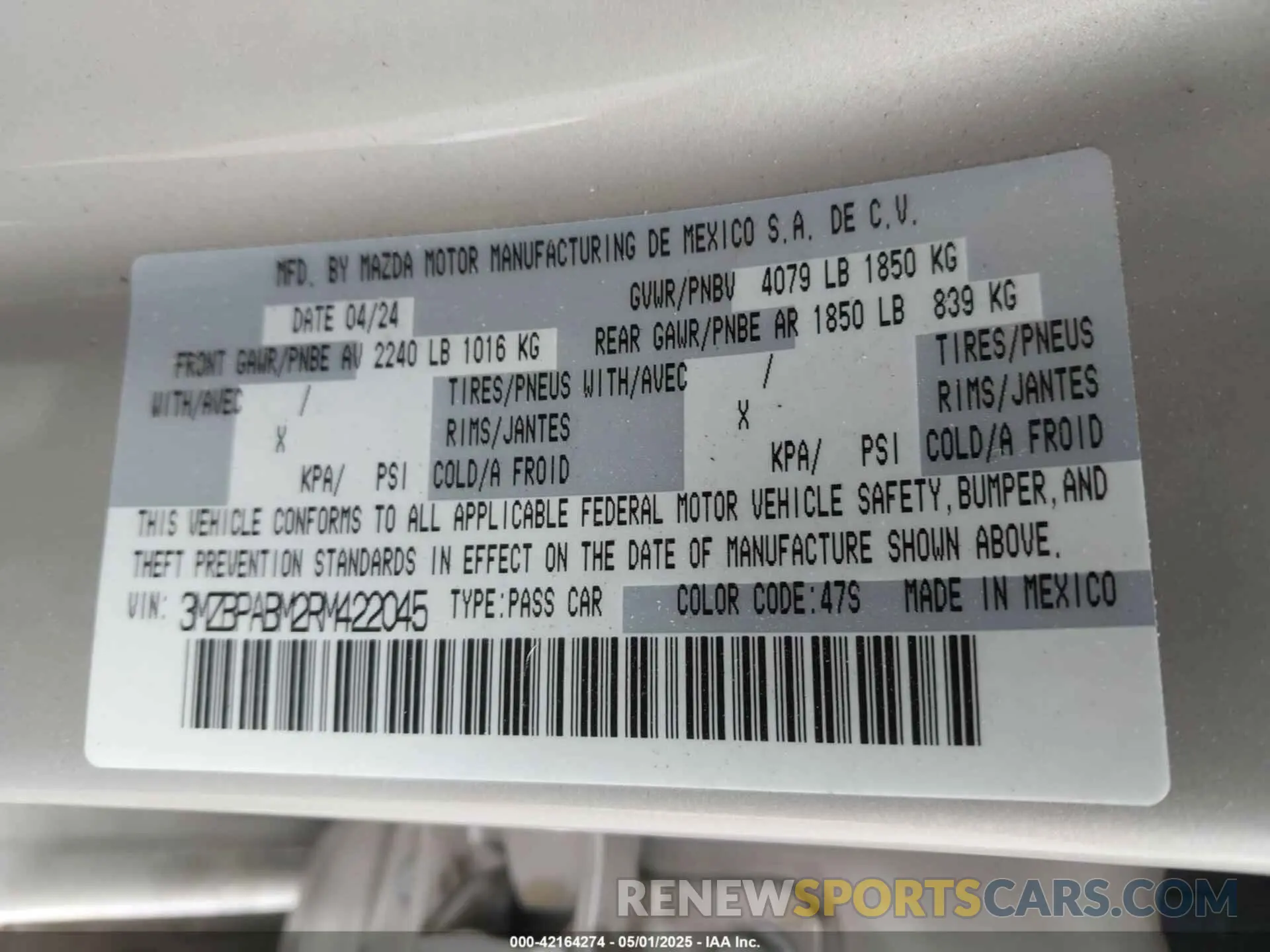 9 Photograph of a damaged car 3MZBPABM2RM422045 MAZDA MAZDA3 2024