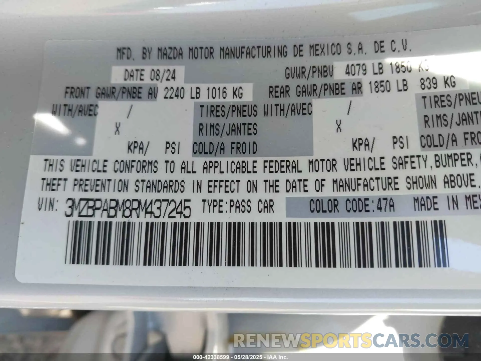 9 Photograph of a damaged car 3MZBPABM8RM437245 MAZDA MAZDA3 2024