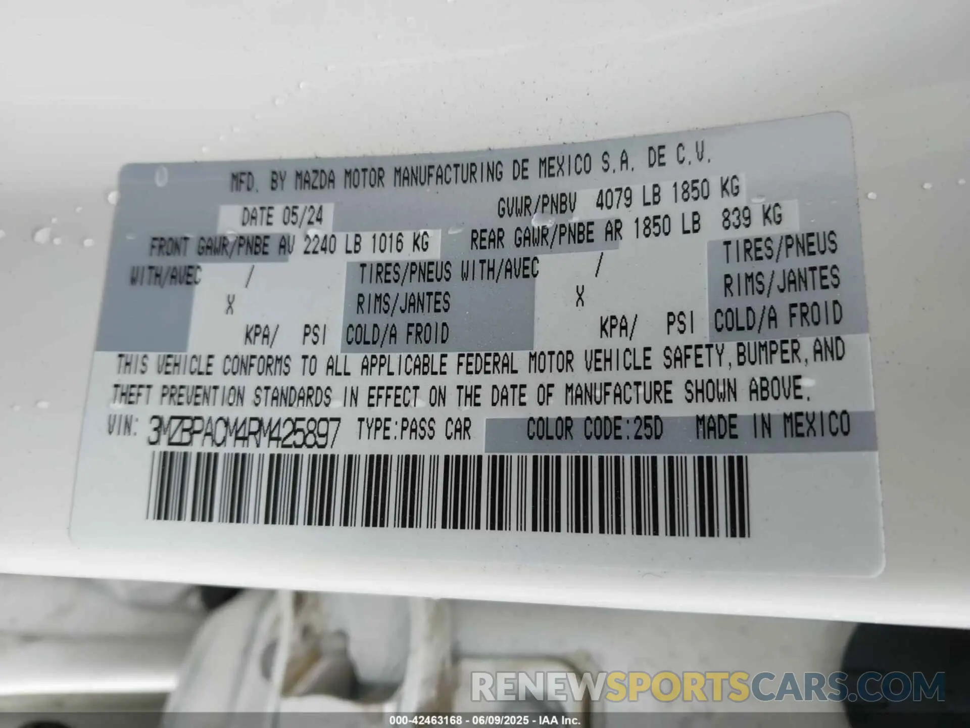 9 Photograph of a damaged car 3MZBPACM4RM425897 MAZDA MAZDA3 2024
