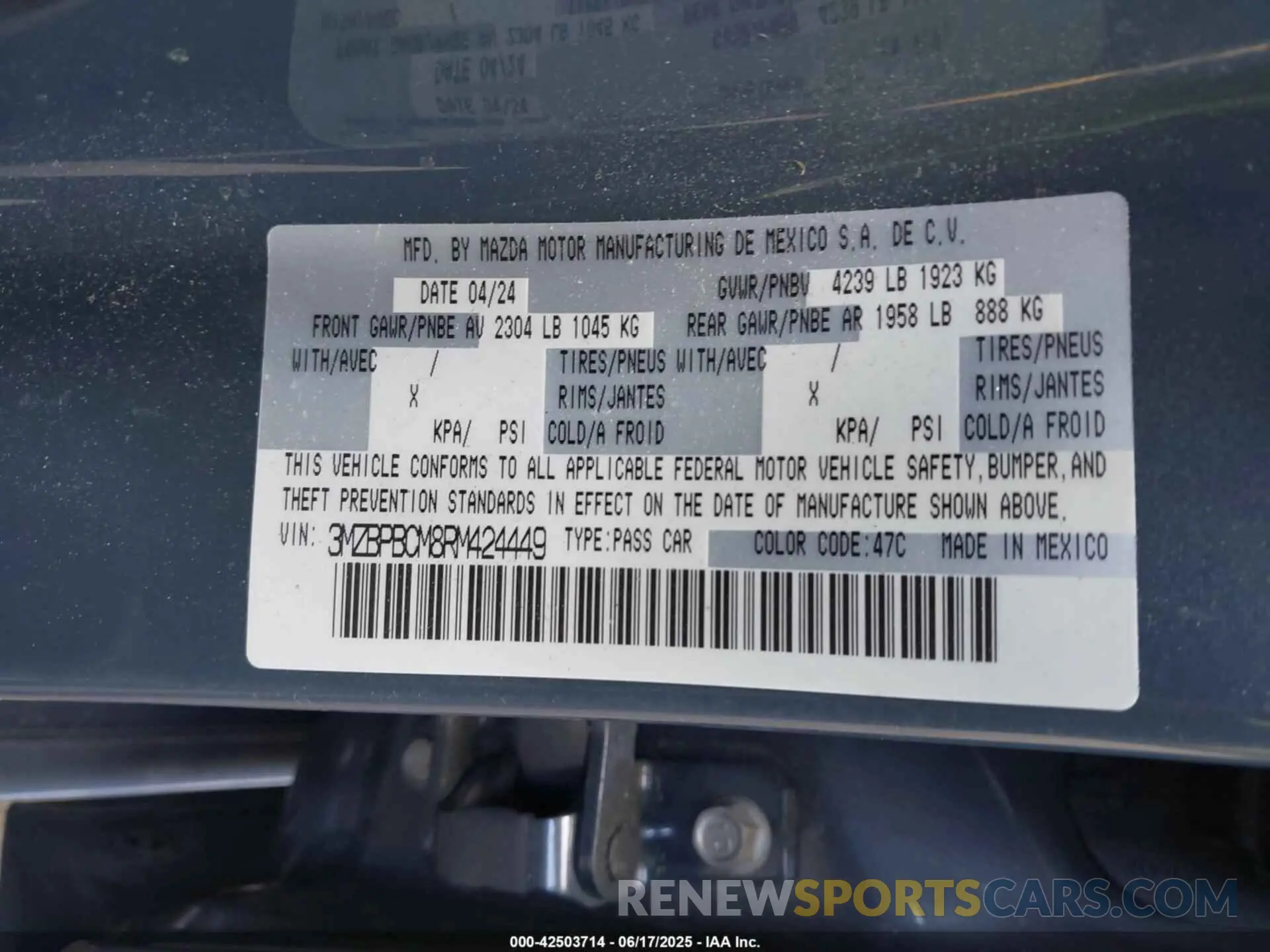 9 Photograph of a damaged car 3MZBPBCM8RM424449 MAZDA MAZDA3 2024