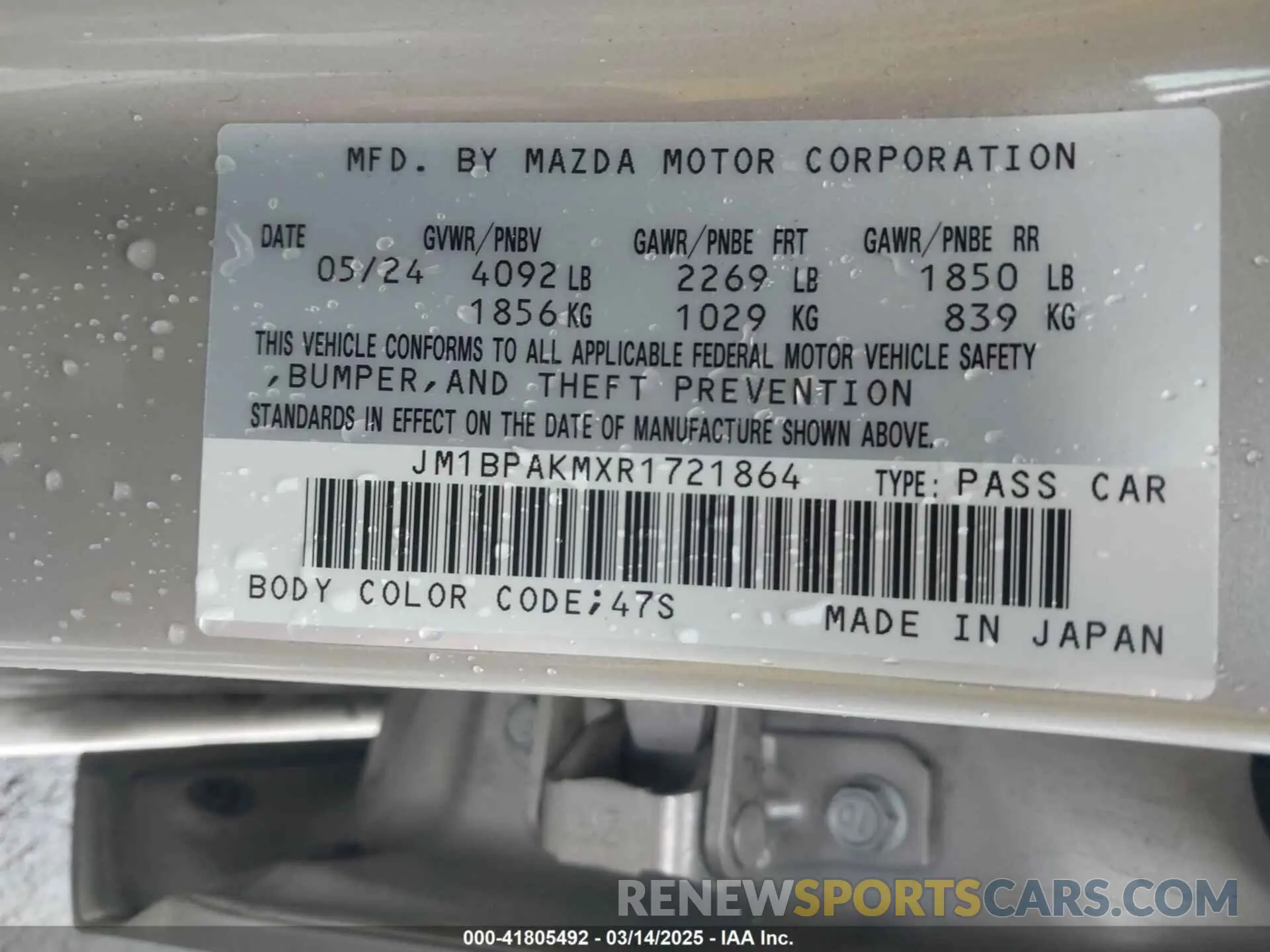 9 Photograph of a damaged car JM1BPAKMXR1721864 MAZDA MAZDA3 2024