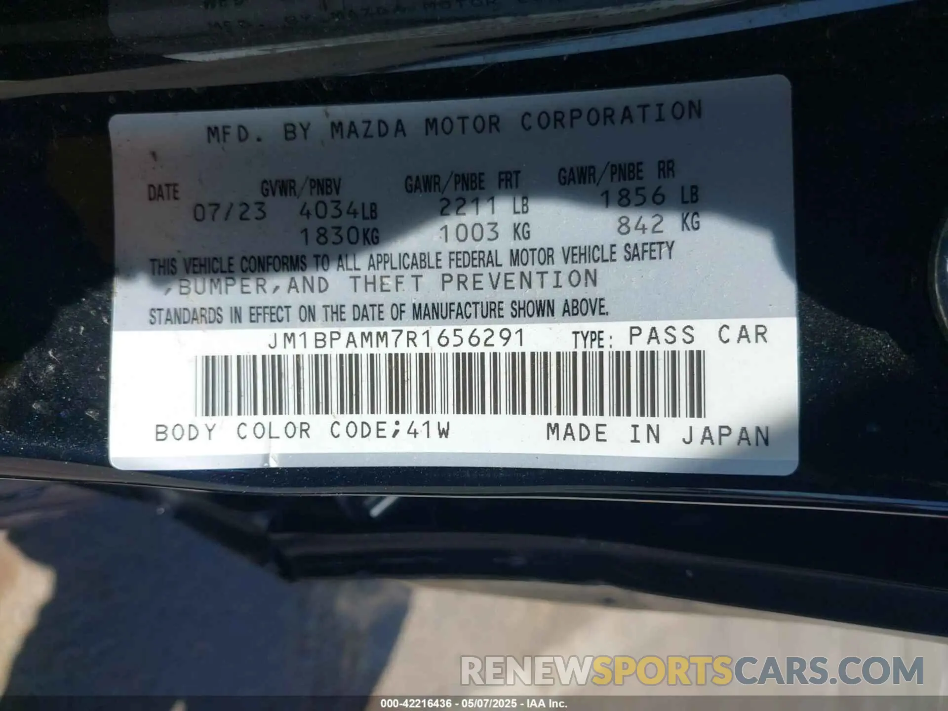 9 Photograph of a damaged car JM1BPAMM7R1656291 MAZDA MAZDA3 2024