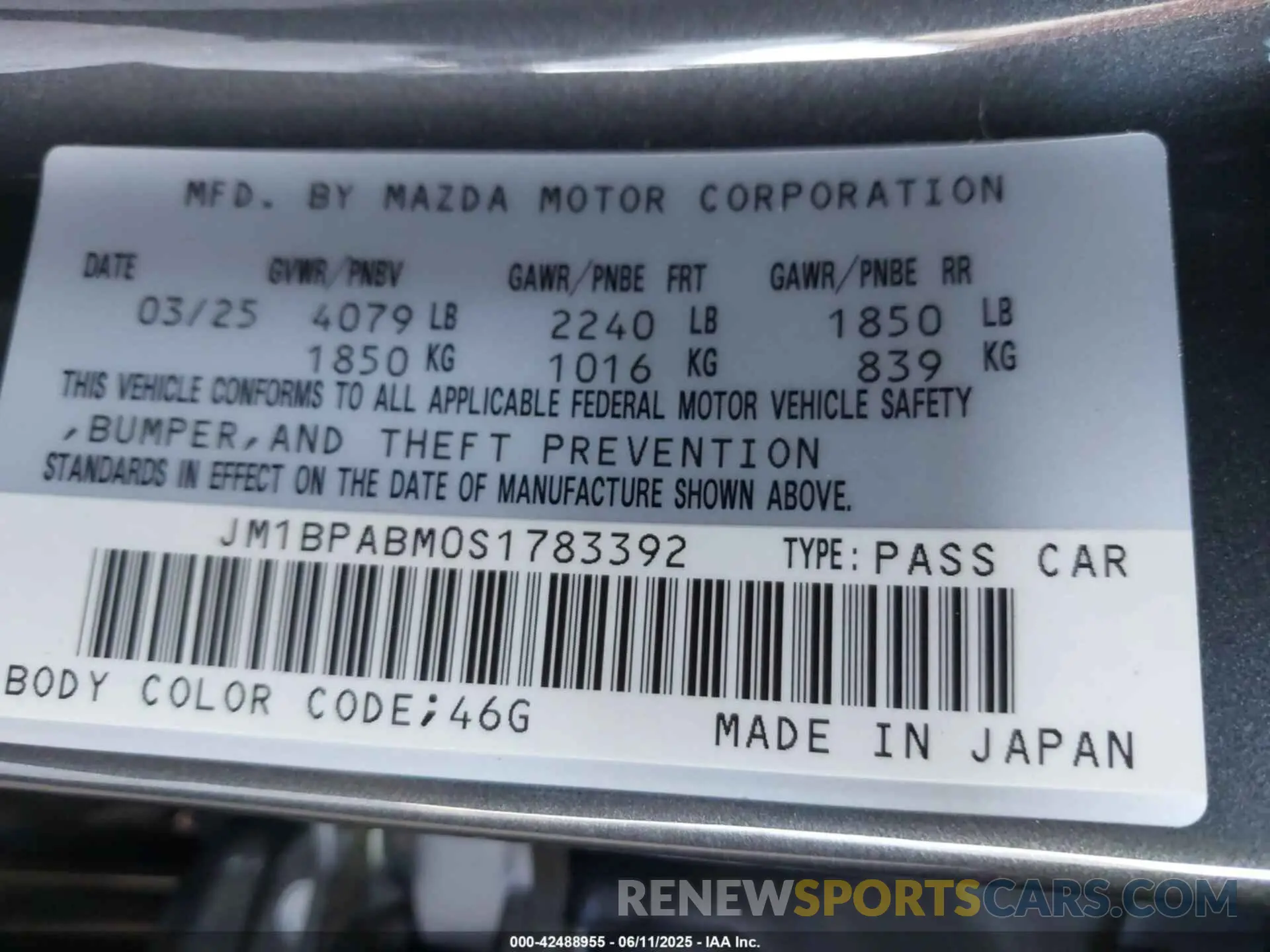 9 Photograph of a damaged car JM1BPABM0S1783392 MAZDA MAZDA3 2025