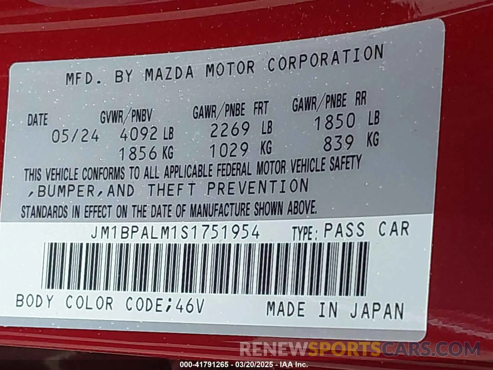 9 Photograph of a damaged car JM1BPALM1S1751954 MAZDA MAZDA3 2025