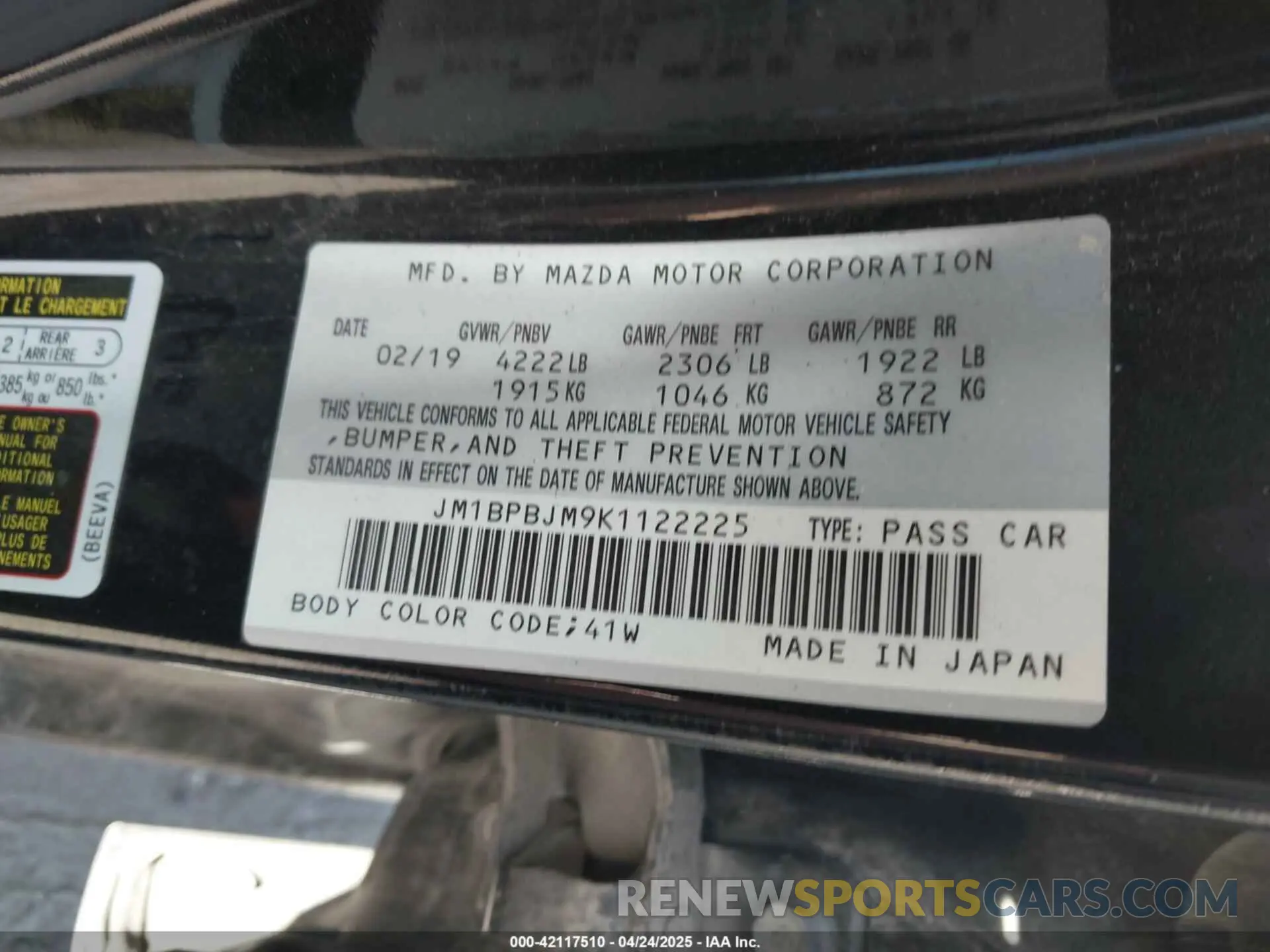 9 Photograph of a damaged car JM1BPBJM9K1122225 MAZDA MAZDA3 HATCHBACK 2019
