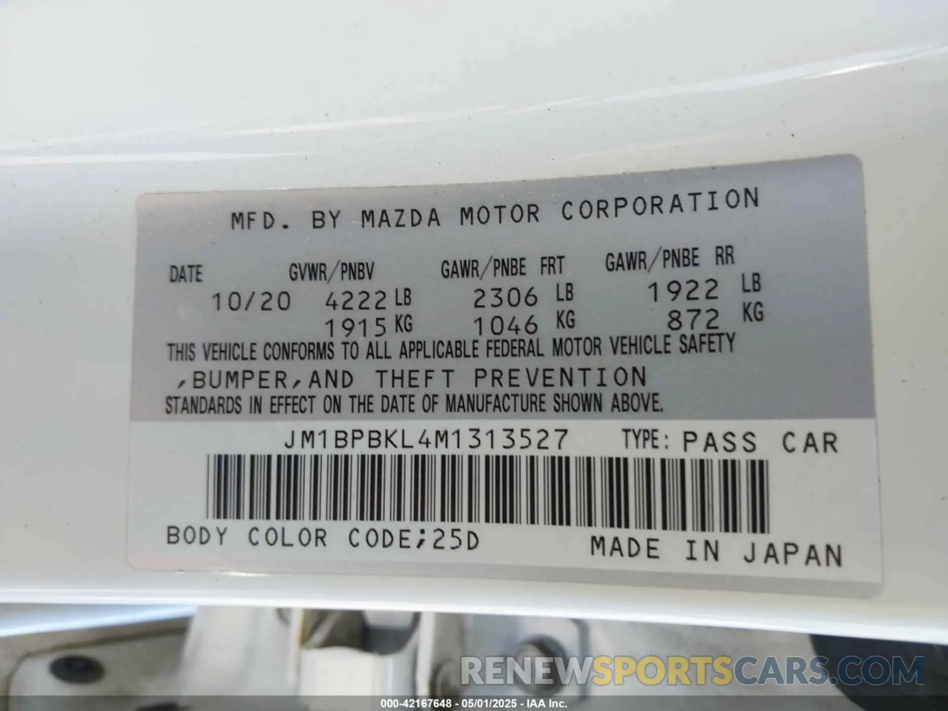 9 Photograph of a damaged car JM1BPBKL4M1313527 MAZDA MAZDA3 HATCHBACK 2021
