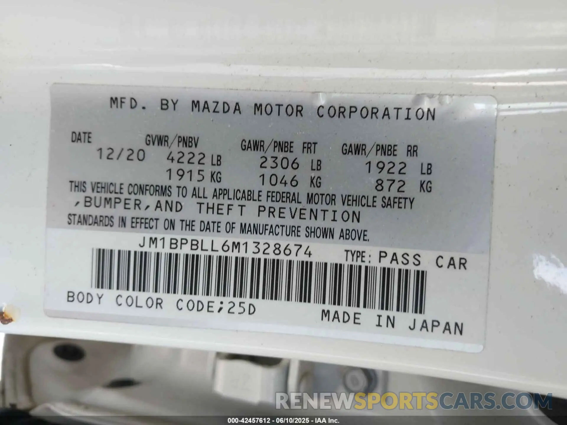 9 Photograph of a damaged car JM1BPBLL6M1328674 MAZDA MAZDA3 HATCHBACK 2021