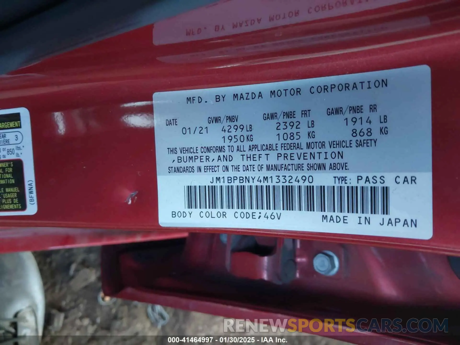 9 Photograph of a damaged car JM1BPBNY4M1332490 MAZDA MAZDA3 HATCHBACK 2021