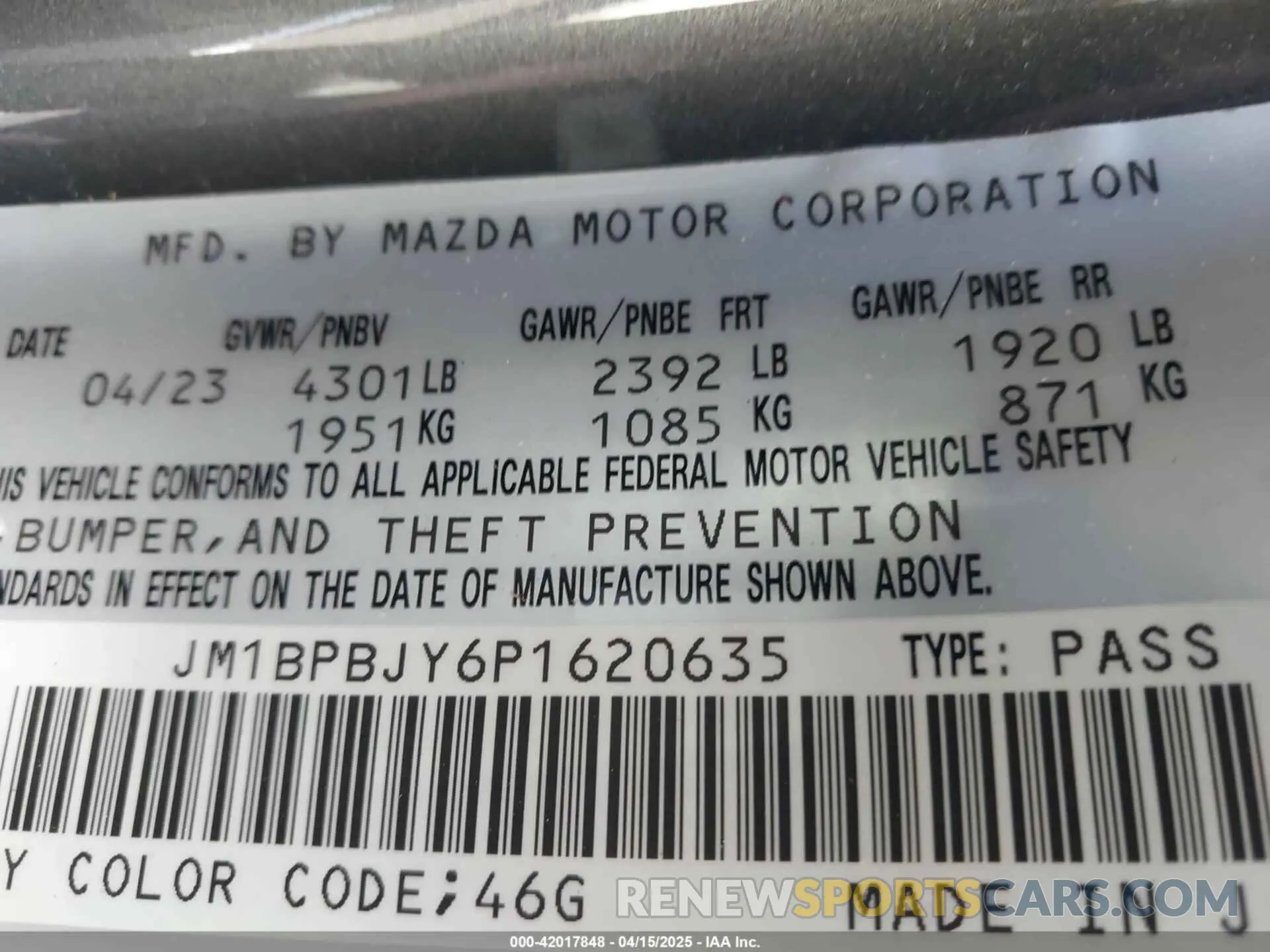 9 Photograph of a damaged car JM1BPBJY6P1620635 MAZDA MAZDA3 HATCHBACK 2023