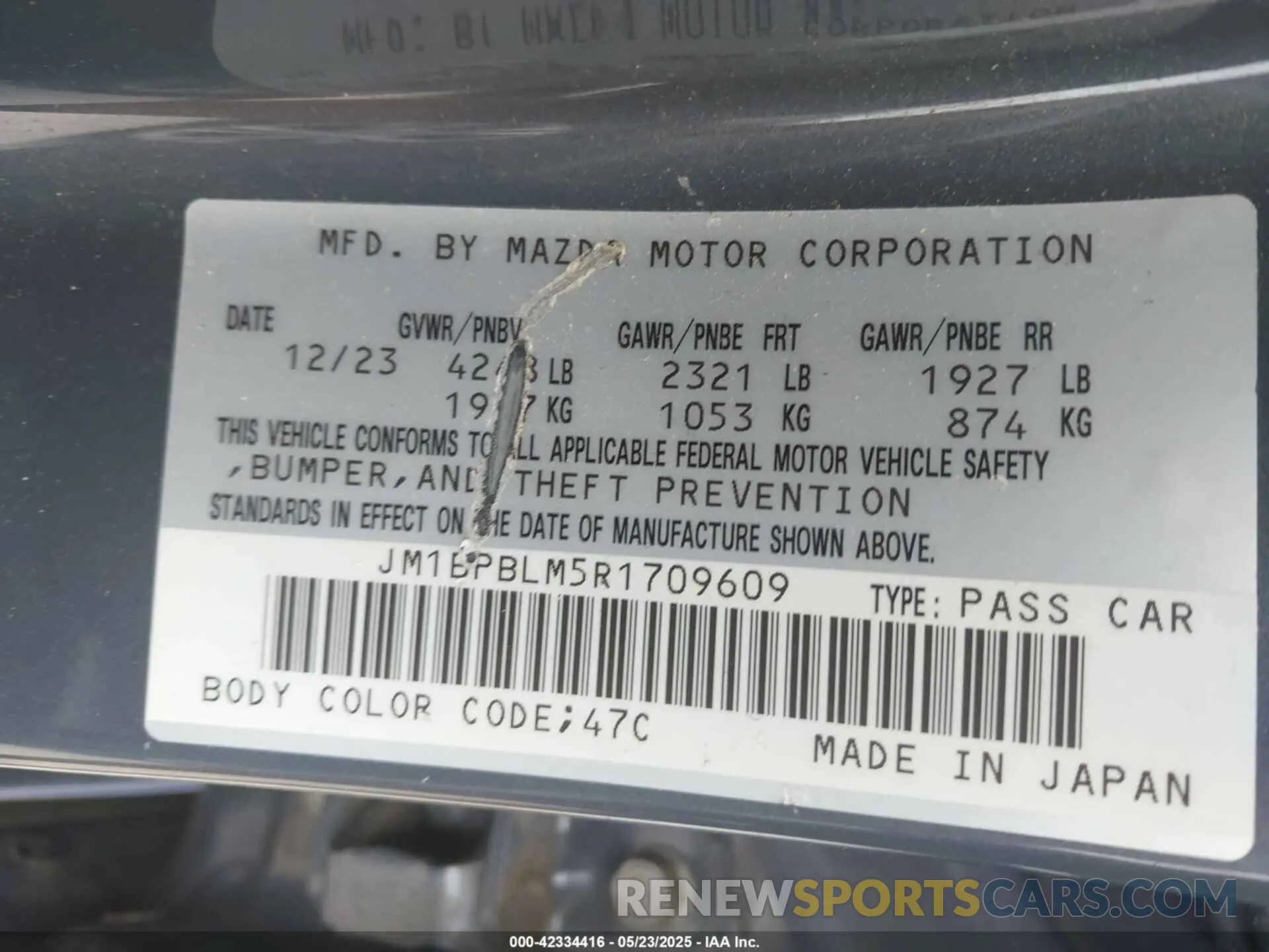 9 Photograph of a damaged car JM1BPBLM5R1709609 MAZDA MAZDA3 HATCHBACK 2024