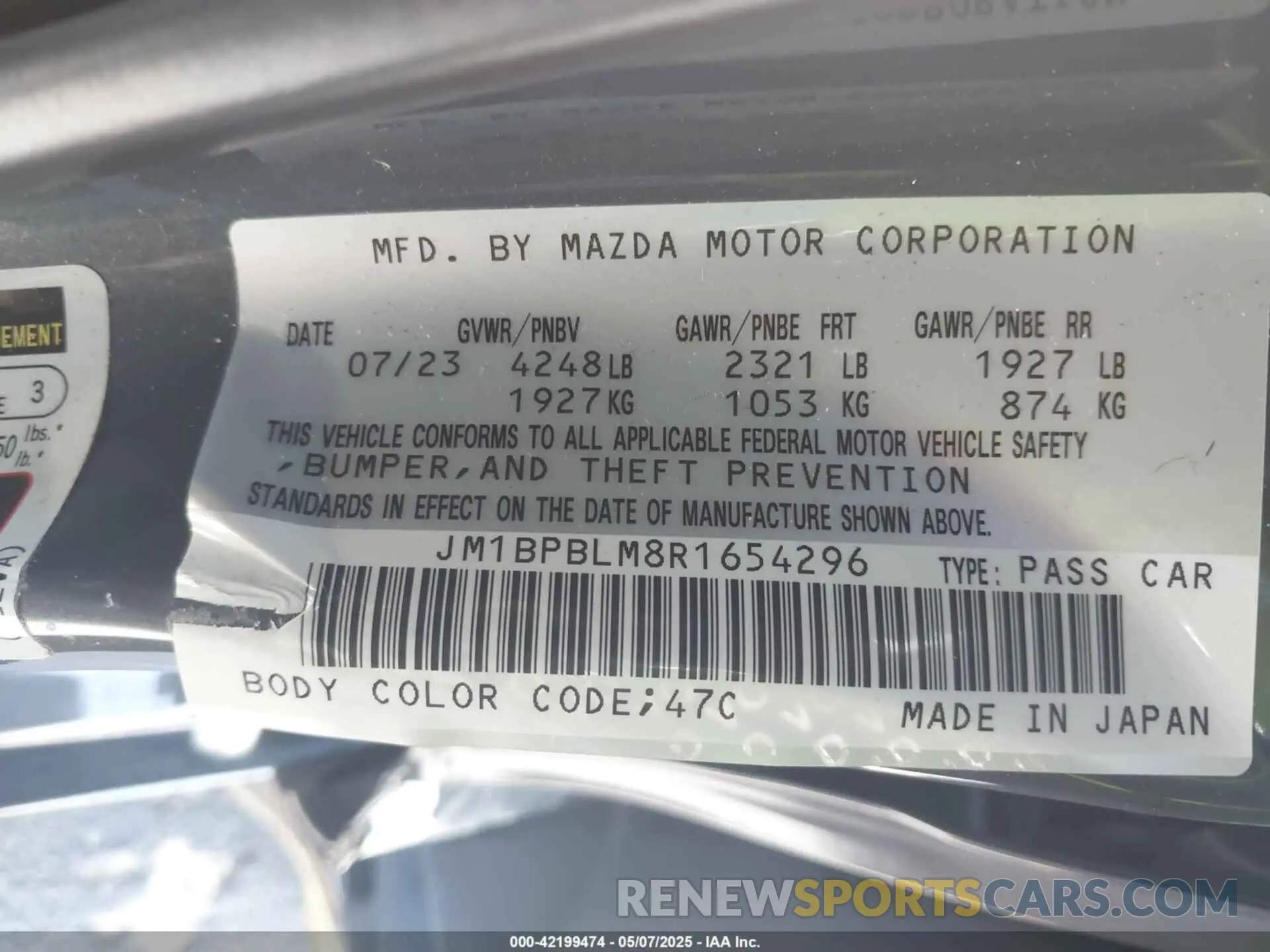 9 Photograph of a damaged car JM1BPBLM8R1654296 MAZDA MAZDA3 HATCHBACK 2024