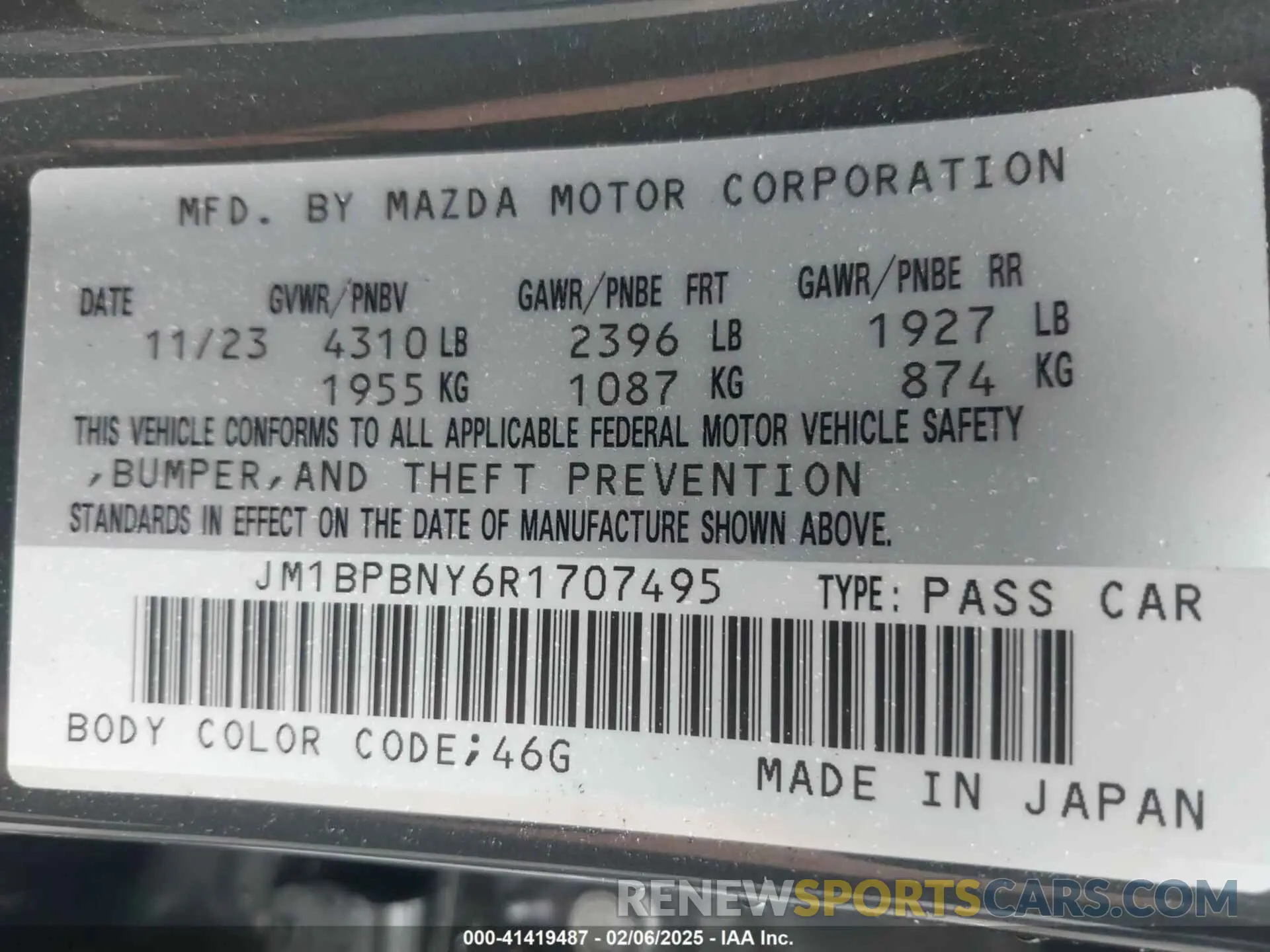 9 Photograph of a damaged car JM1BPBNY6R1707495 MAZDA MAZDA3 HATCHBACK 2024