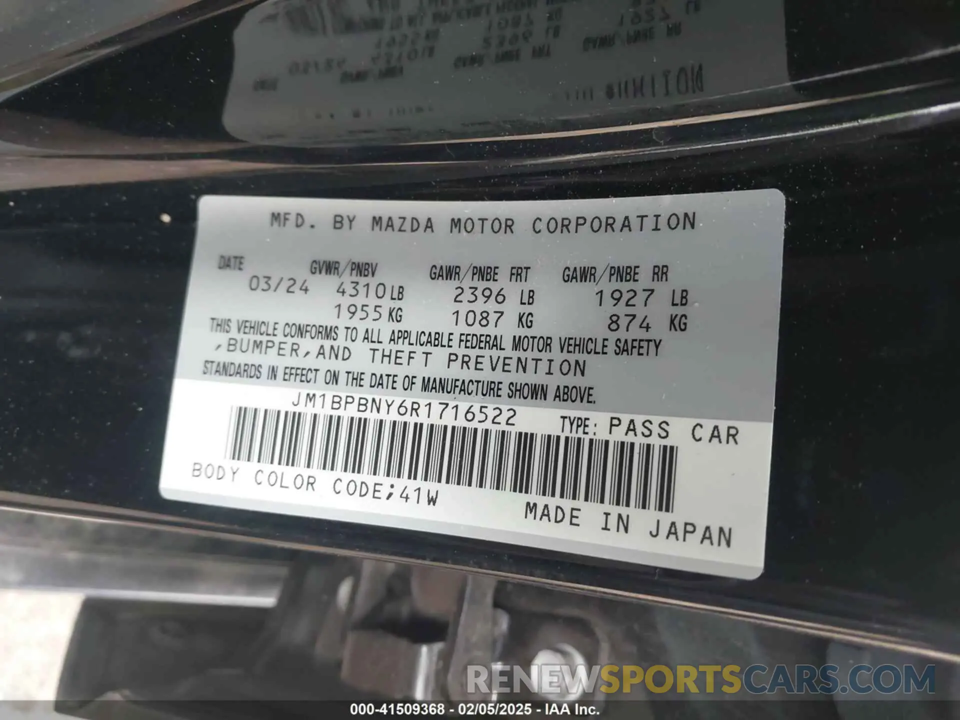 9 Photograph of a damaged car JM1BPBNY6R1716522 MAZDA MAZDA3 HATCHBACK 2024