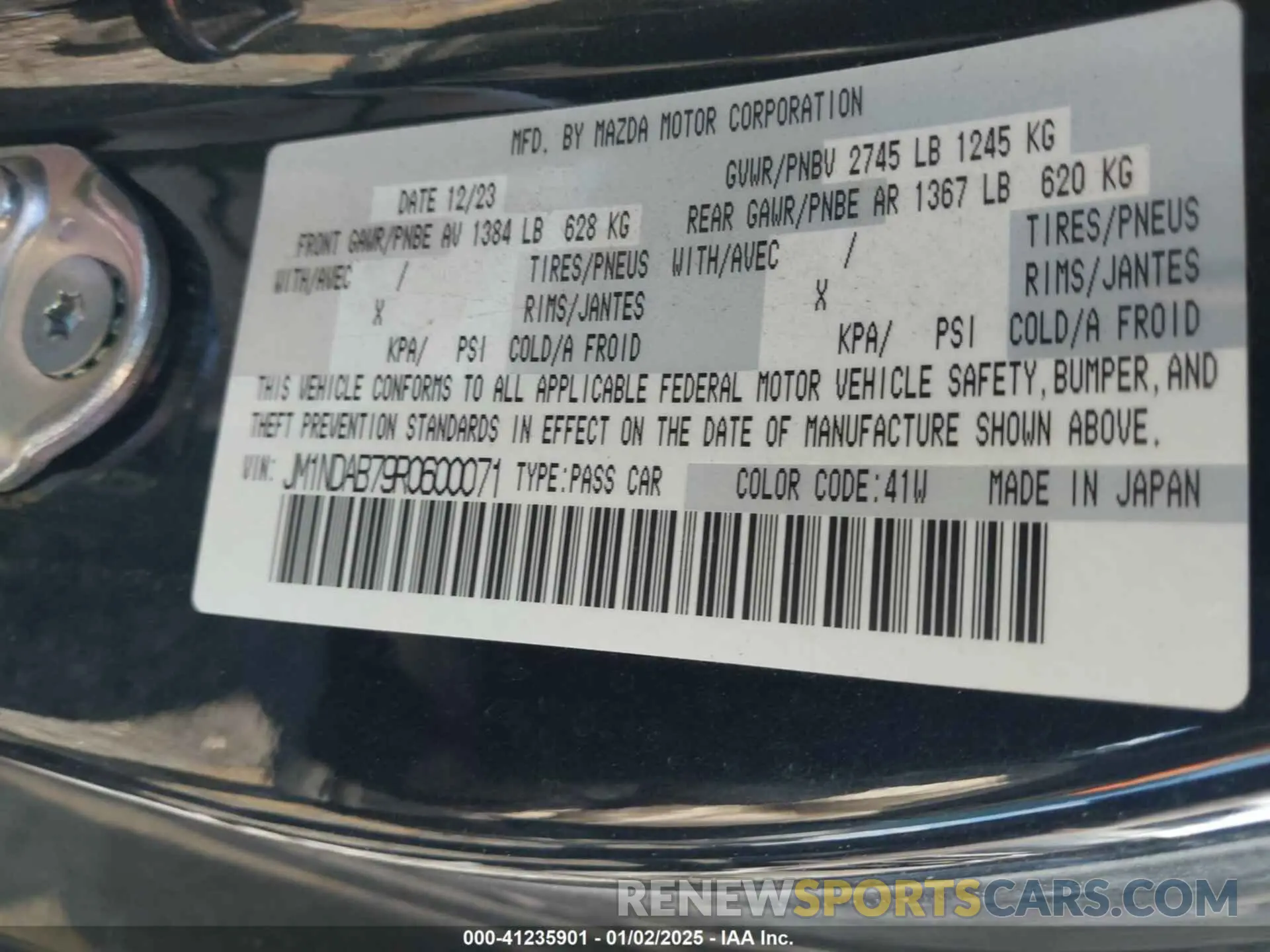 9 Photograph of a damaged car JM1NDAB79R0600071 MAZDA MX-5 MIATA 2024