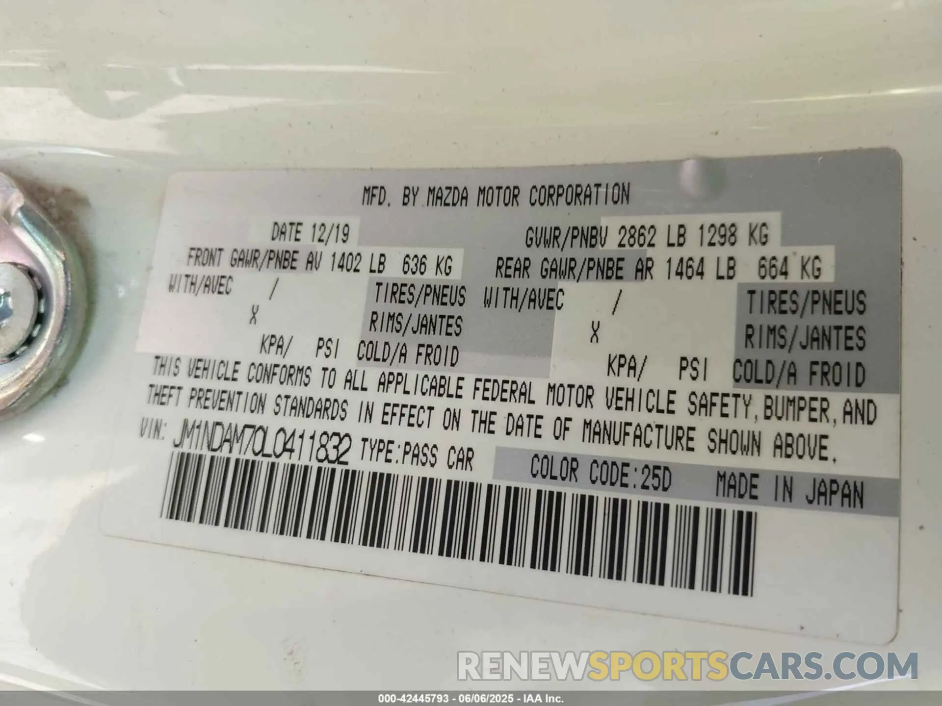 9 Photograph of a damaged car JM1NDAM70L0411832 MAZDA MX-5 MIATA RF 2020