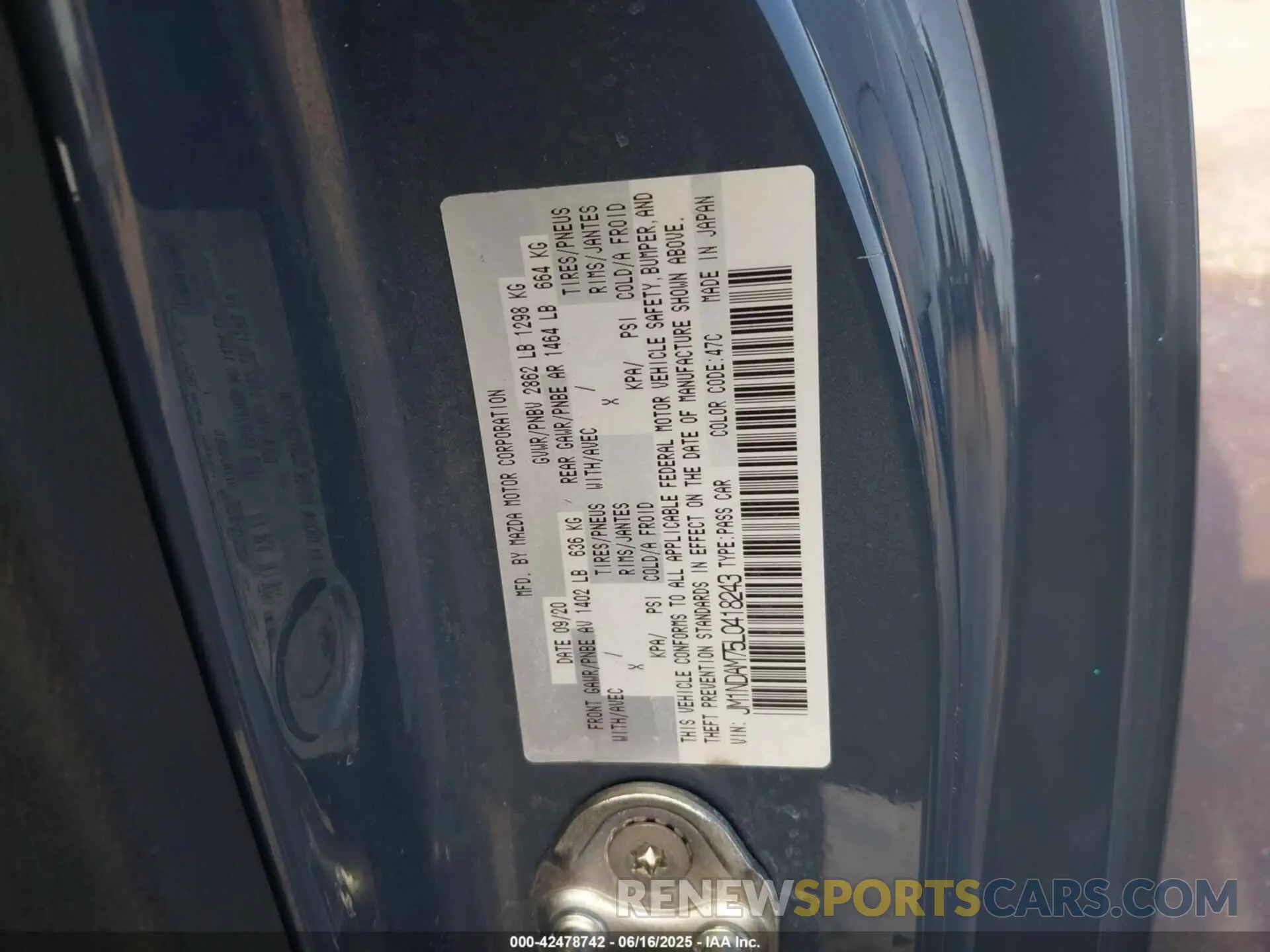 9 Photograph of a damaged car JM1NDAM75L0418243 MAZDA MX-5 MIATA RF 2020