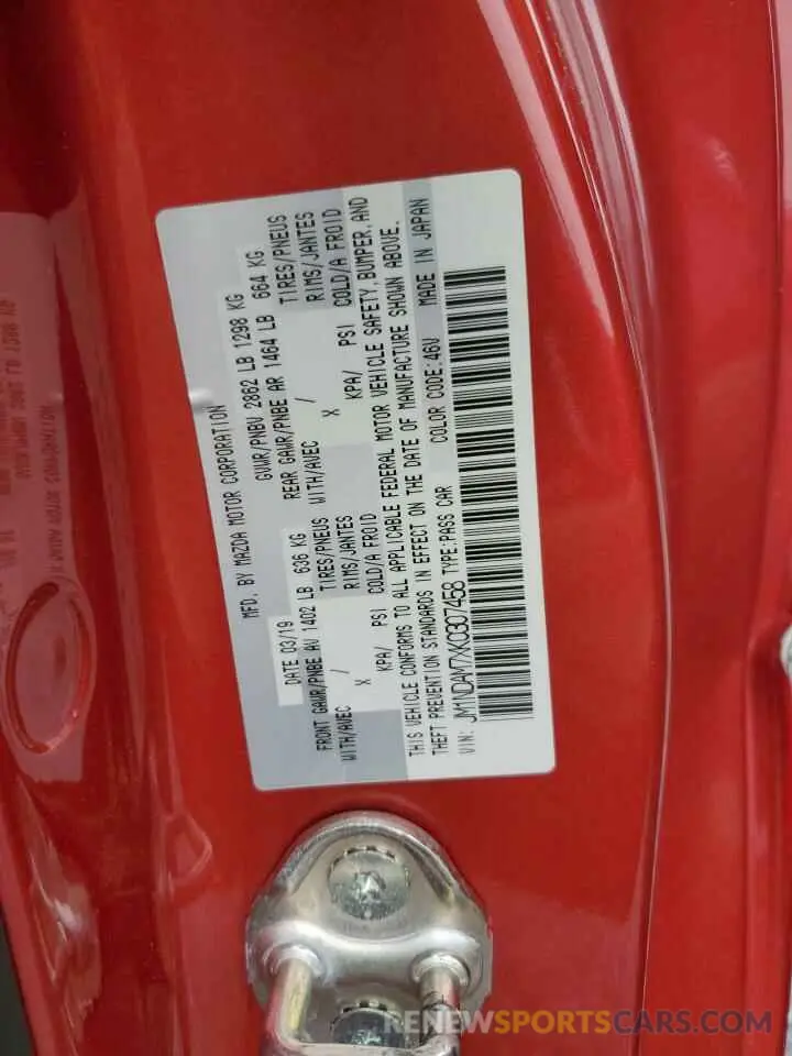 12 Photograph of a damaged car JM1NDAM7XK0307458 MAZDA MX5 2019