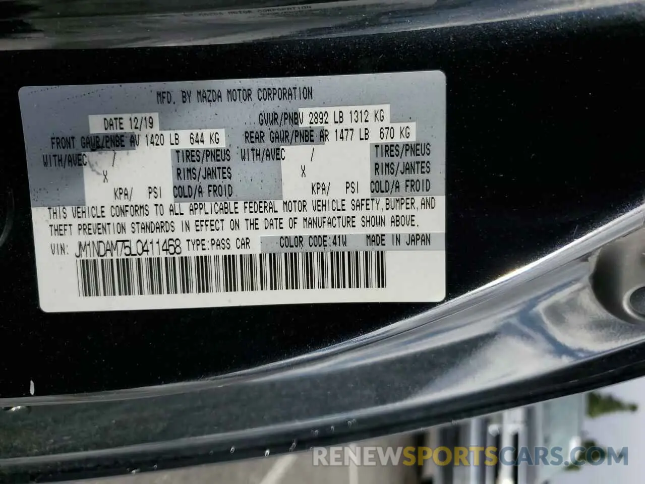12 Photograph of a damaged car JM1NDAM75L0411468 MAZDA MX5 2020