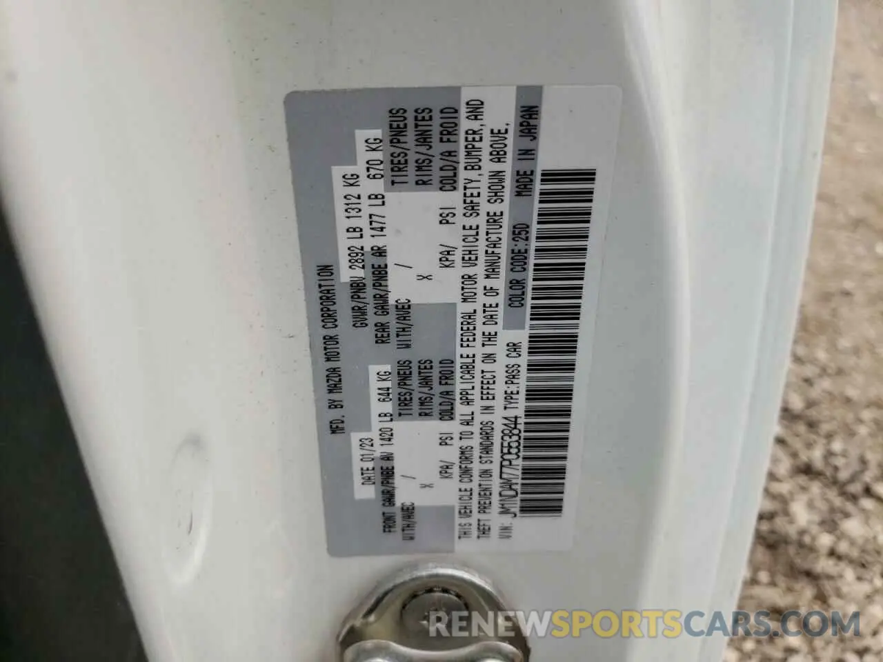 12 Photograph of a damaged car JM1NDAM77P0553844 MAZDA MX5 2023
