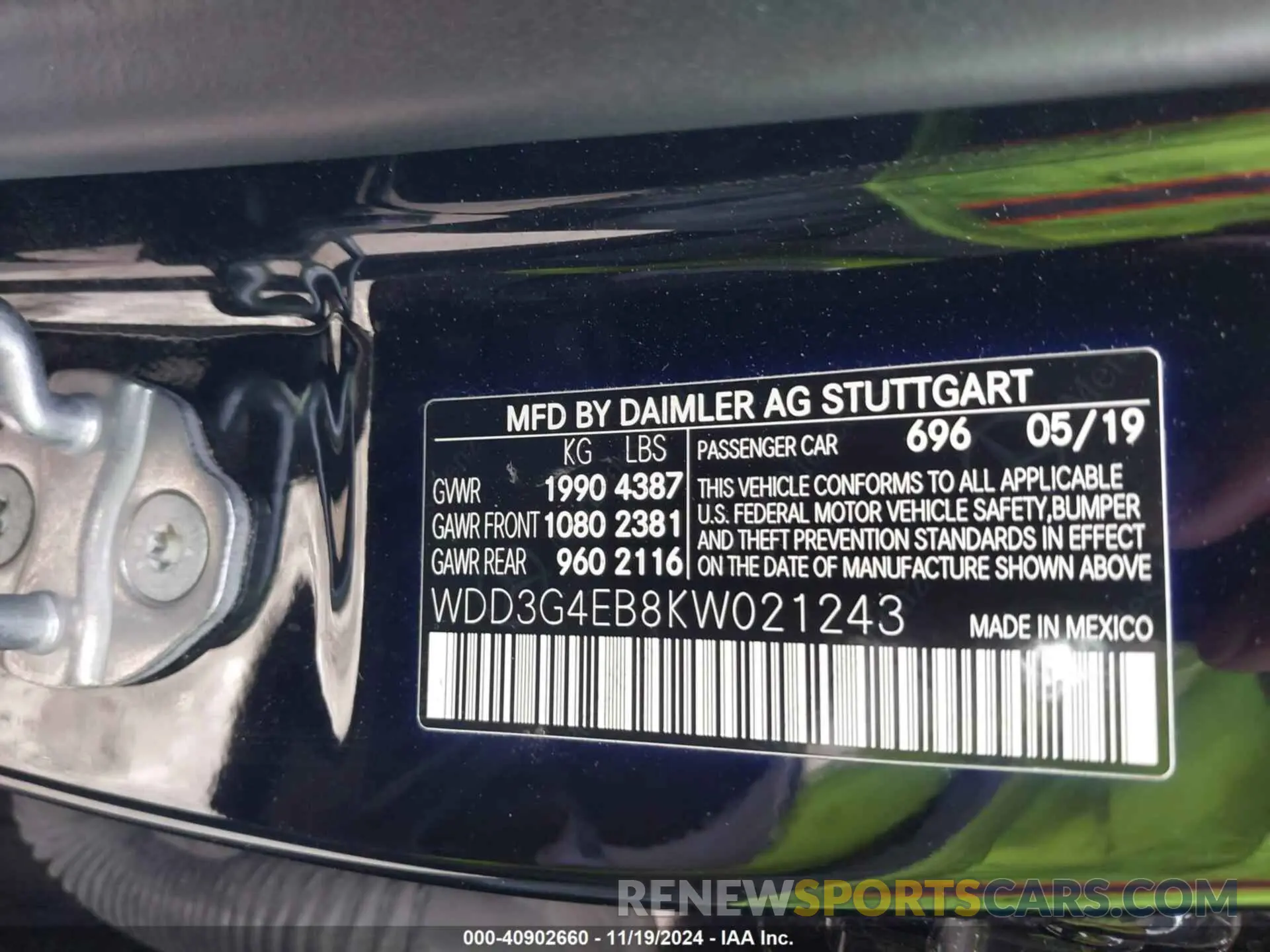 9 Photograph of a damaged car WDD3G4EB8KW021243 MERCEDES-BENZ A 2019