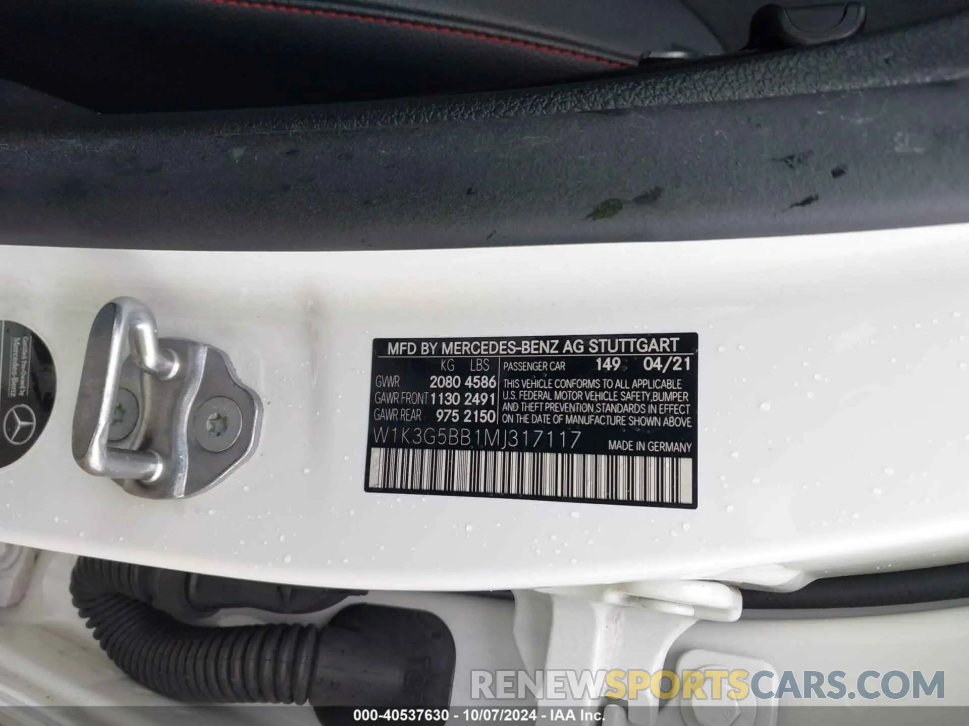 9 Photograph of a damaged car W1K3G5BB1MJ317117 MERCEDES-BENZ A 2021