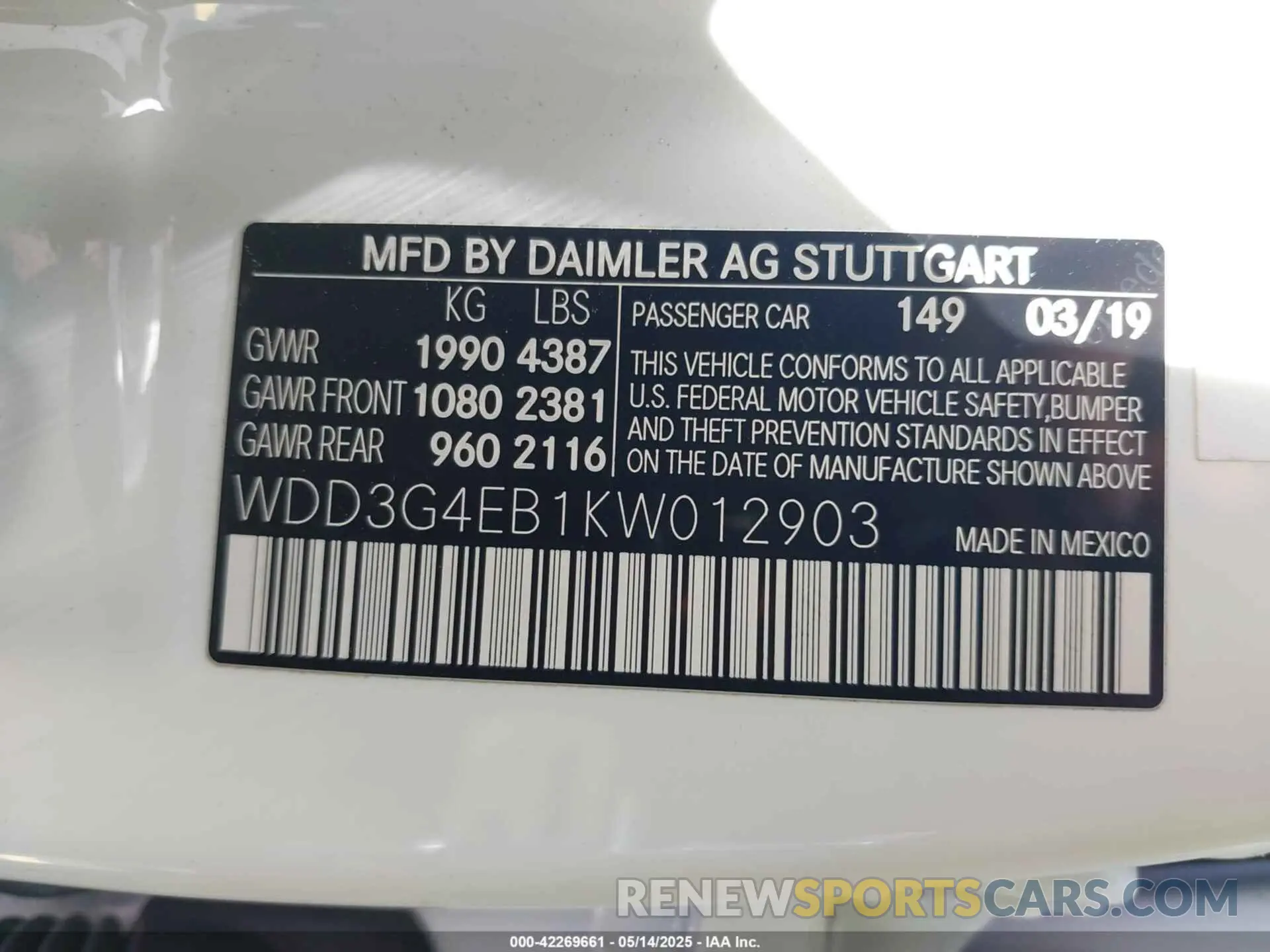 9 Photograph of a damaged car WDD3G4EB1KW012903 MERCEDES-BENZ A 220 2019