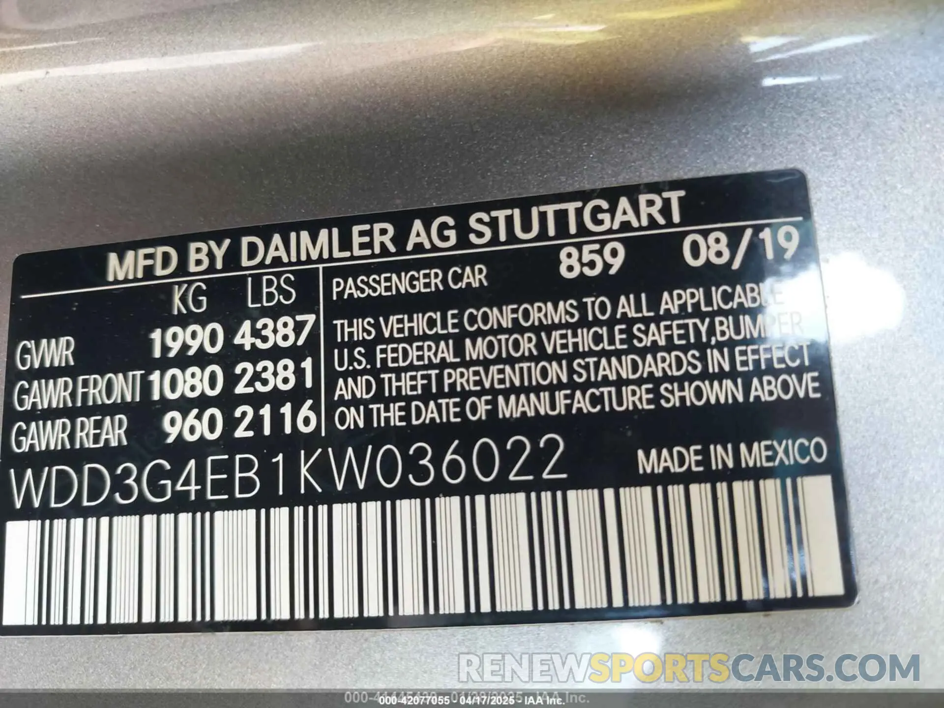 9 Photograph of a damaged car WDD3G4EB1KW036022 MERCEDES-BENZ A 220 2019