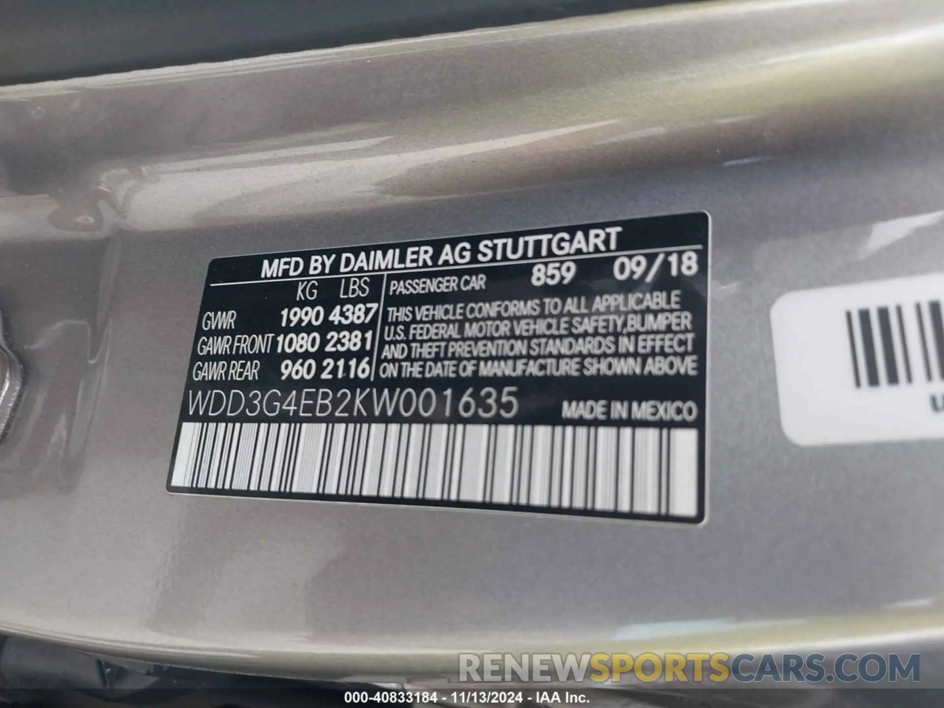 9 Photograph of a damaged car WDD3G4EB2KW001635 MERCEDES-BENZ A 220 2019