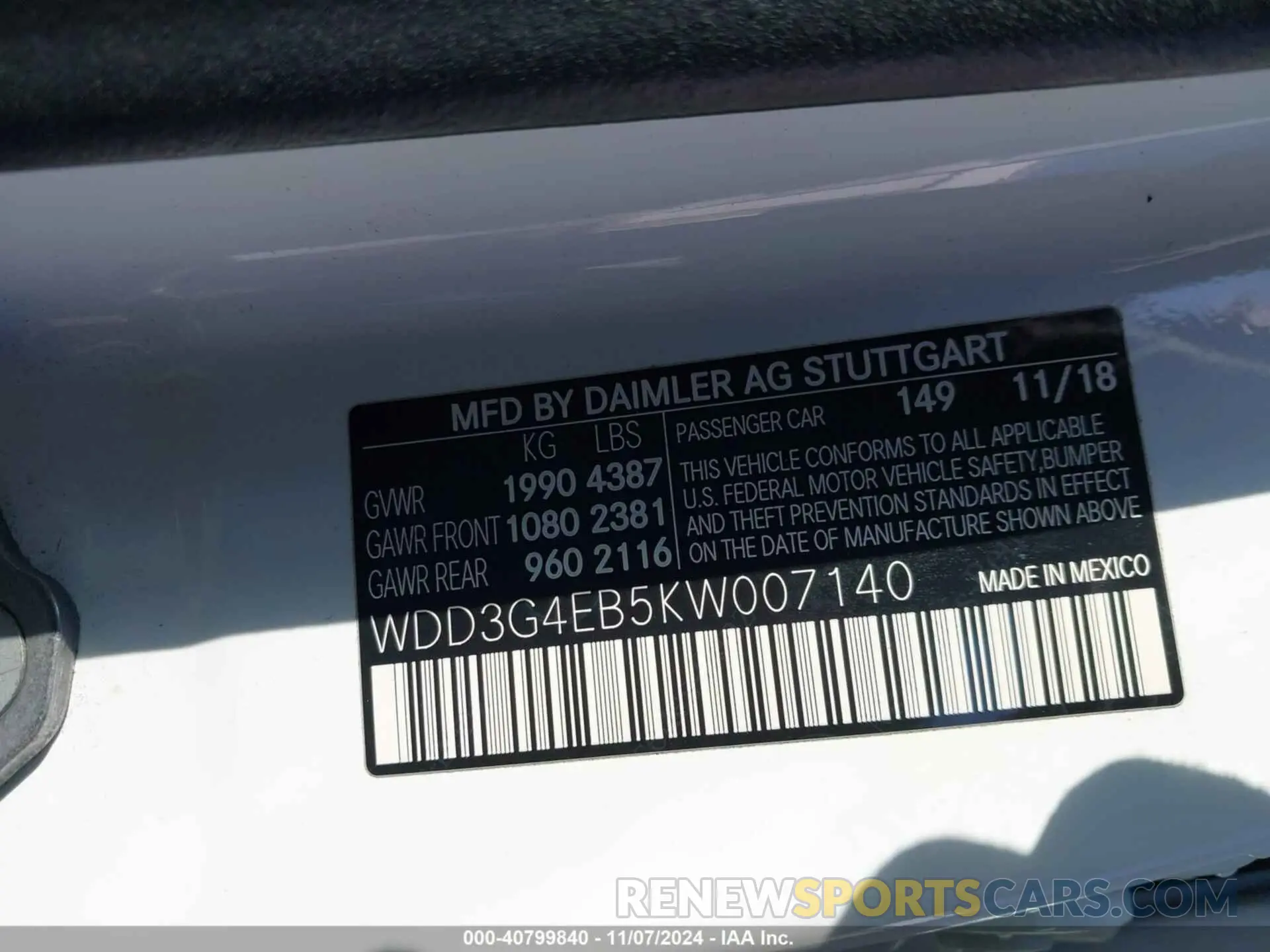 9 Photograph of a damaged car WDD3G4EB5KW007140 MERCEDES-BENZ A 220 2019