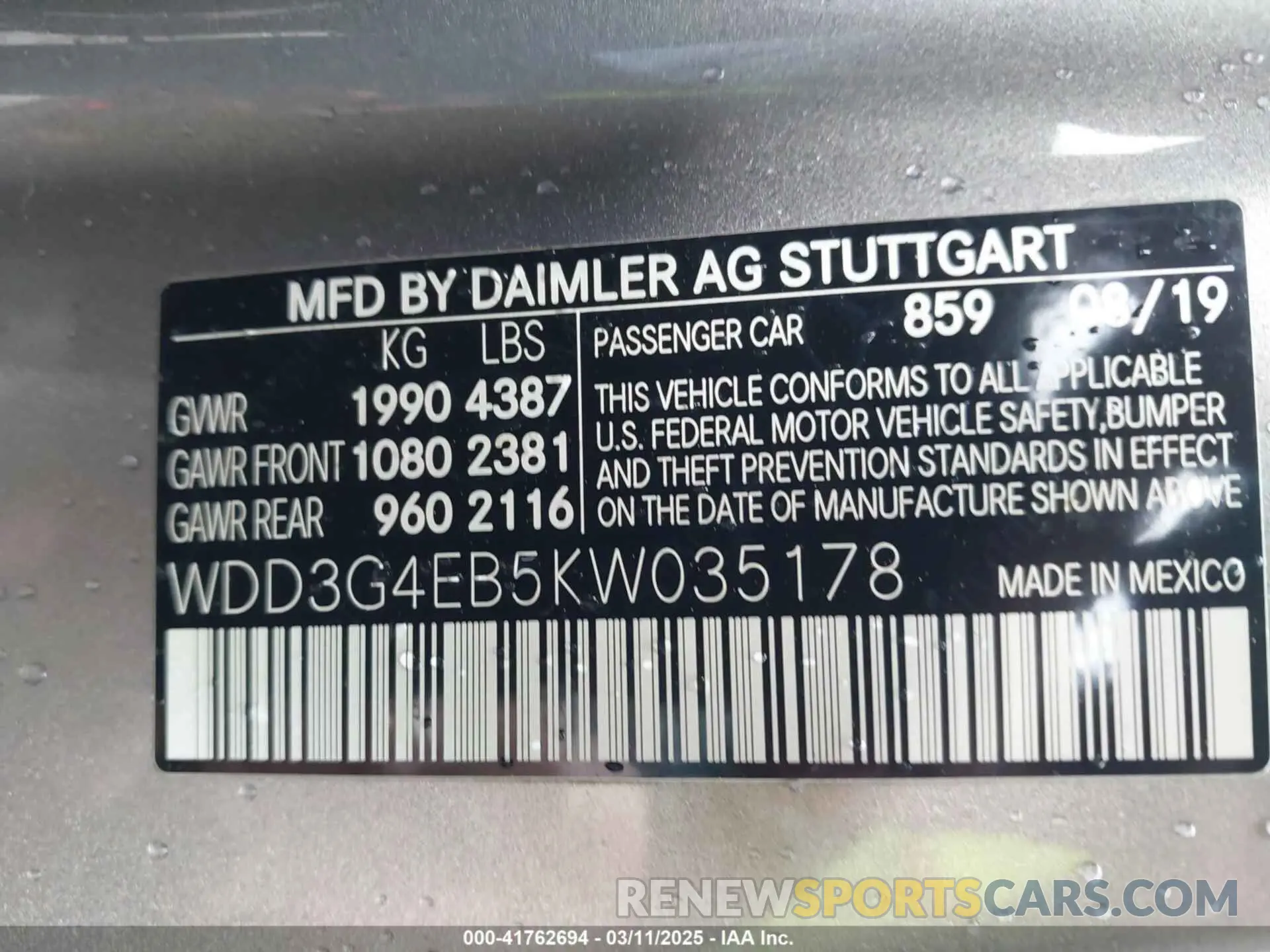 9 Photograph of a damaged car WDD3G4EB5KW035178 MERCEDES-BENZ A 220 2019
